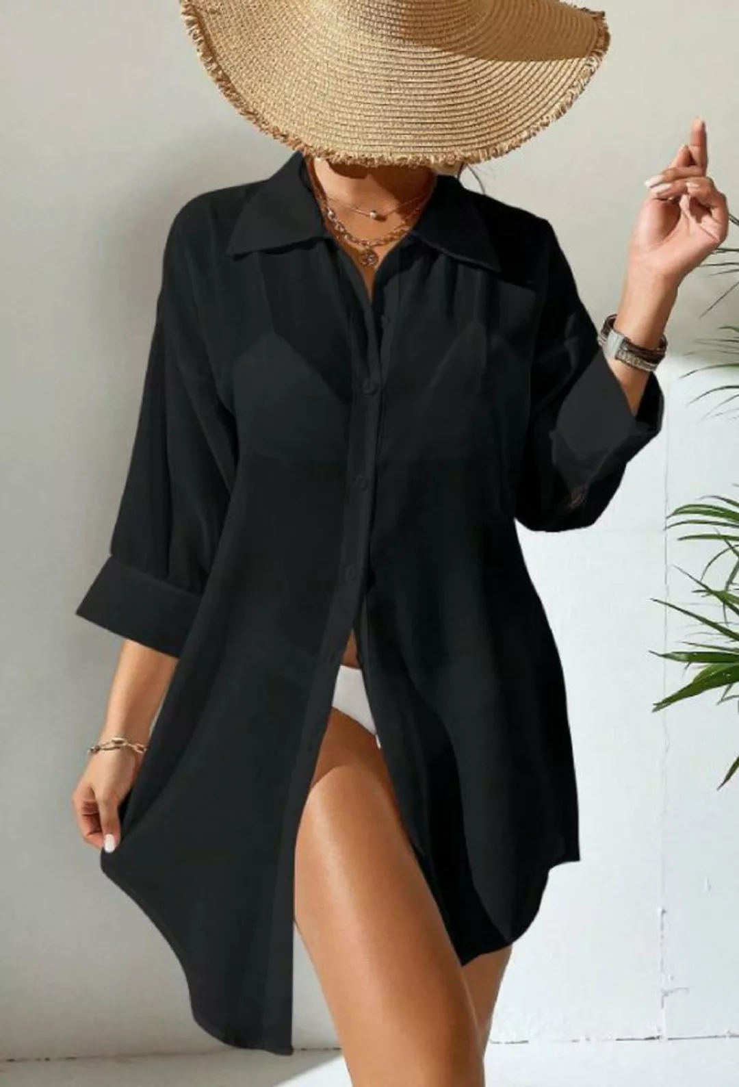 Elowen Strandkleid Lässiges Sonnenschutzhemd aus Chiffon günstig online kaufen