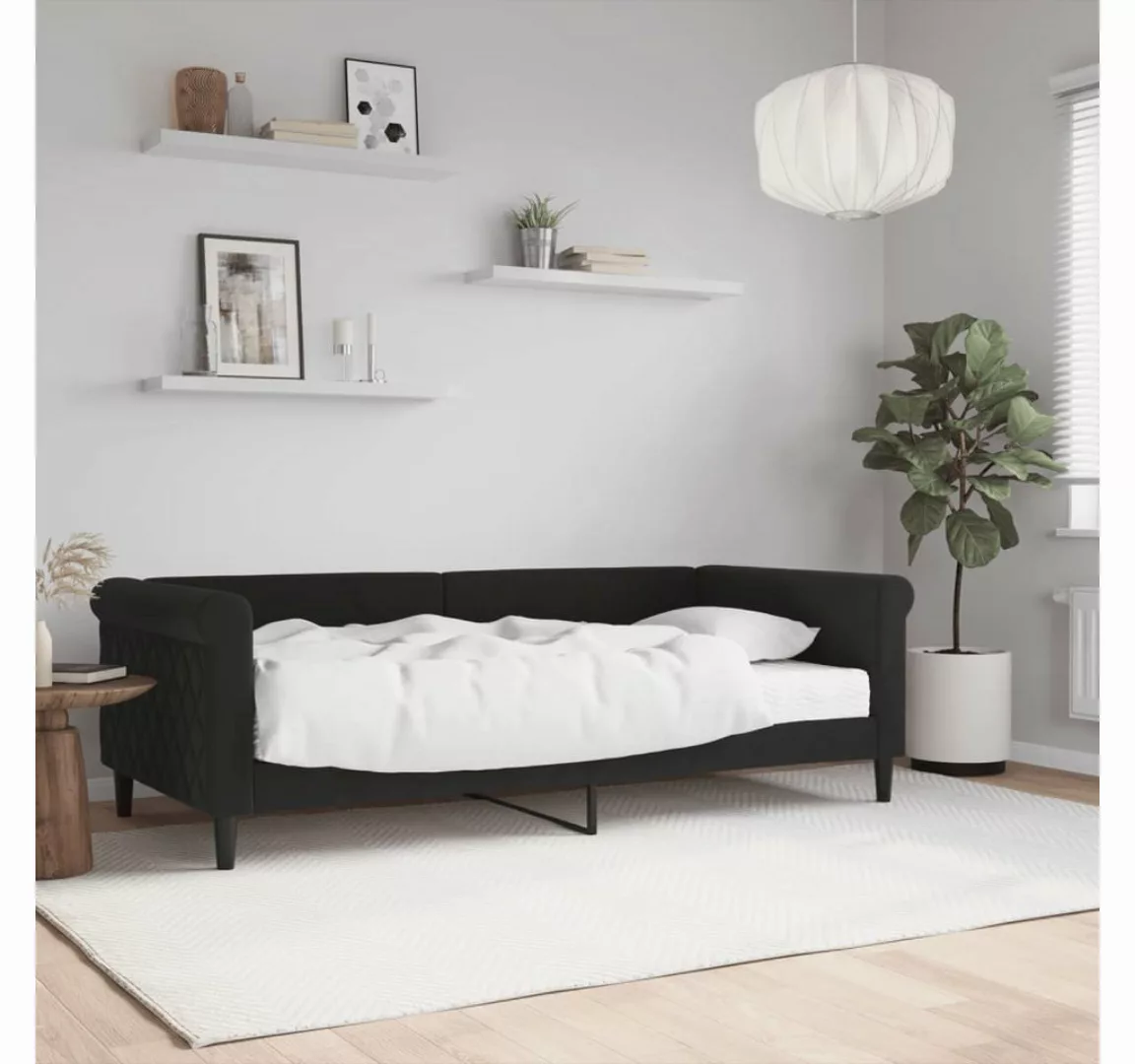 vidaXL Gästebett Gästebett Tagesbett mit Matratze Schwarz 90x190 cm Samt Be günstig online kaufen