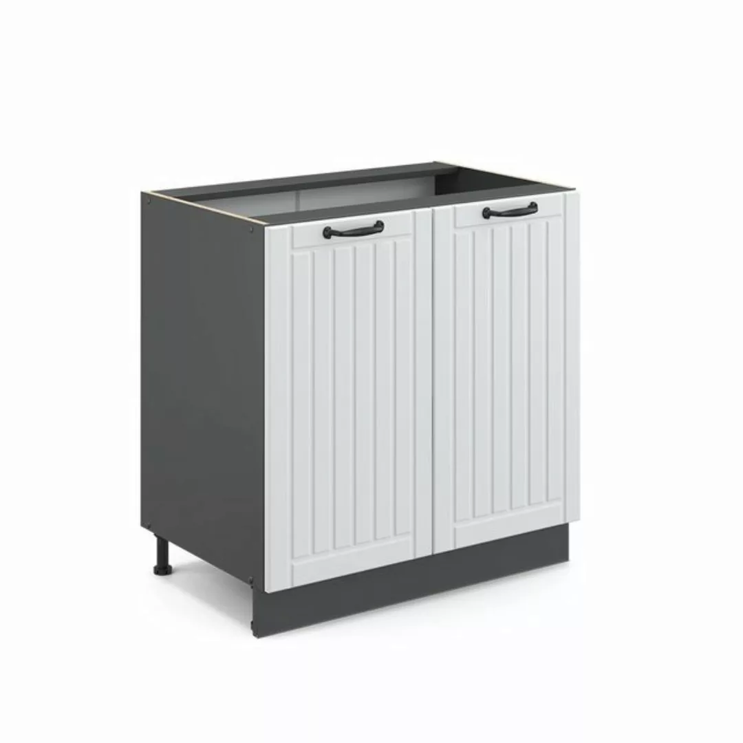 Vicco Spülenunterschrank Fame-Line, Weiß Landhaus/Anthrazit, 80cm mit Regal günstig online kaufen