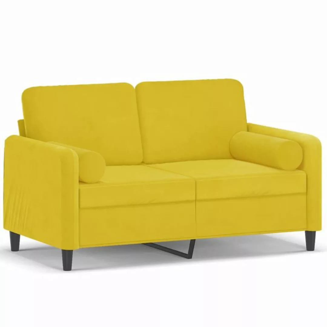 vidaXL Sofa 2-Sitzer-Sofa mit Zierkissen Gelb 120 cm Samt günstig online kaufen