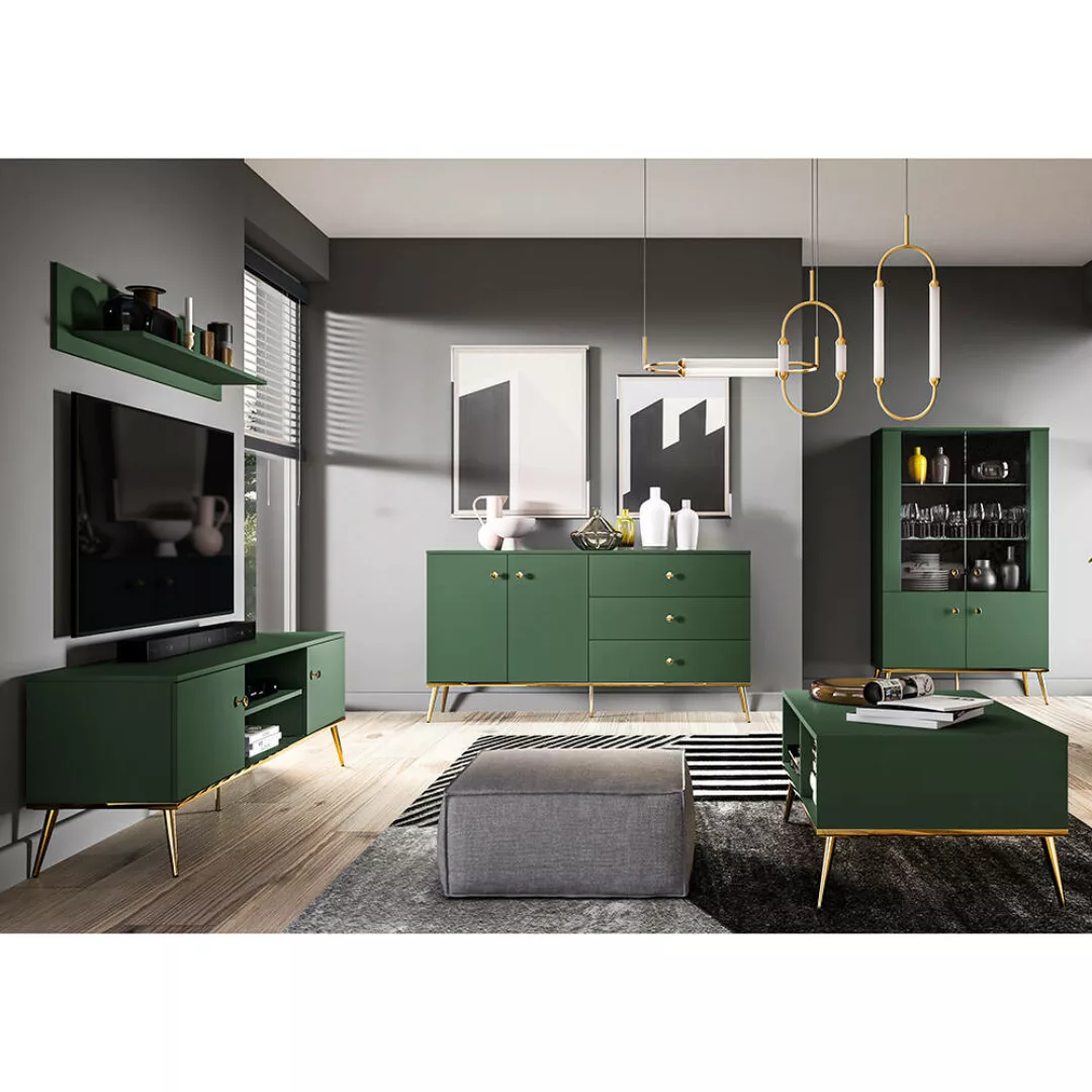 Wohnzimmermöbel grün FASANO-131, modern, 5-teilig mit Couchtisch günstig online kaufen