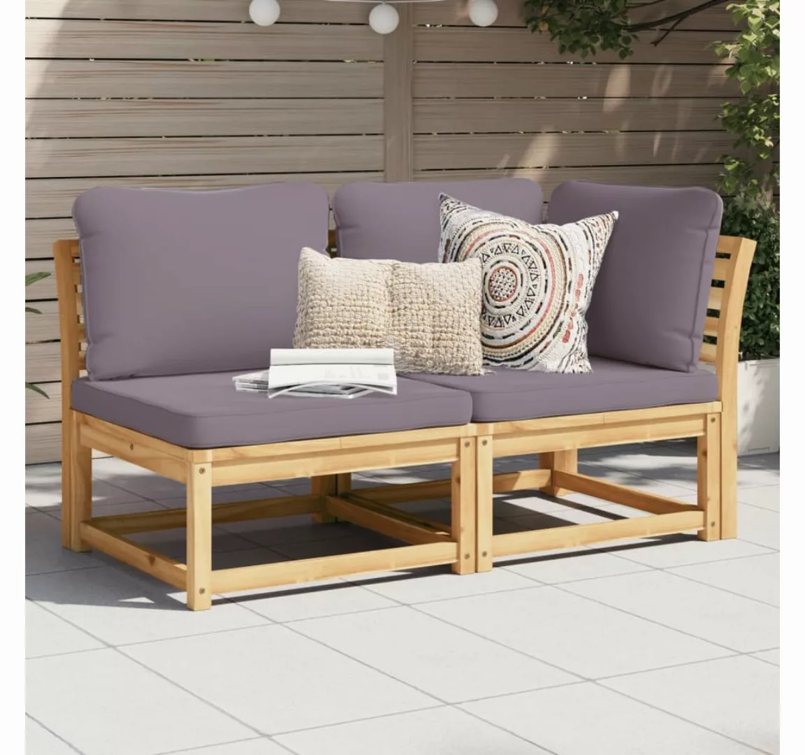 vidaXL Loungesofa 2-tlg. Garten-Lounge-Set mit Kissen Massivholz Akazie, 1 günstig online kaufen