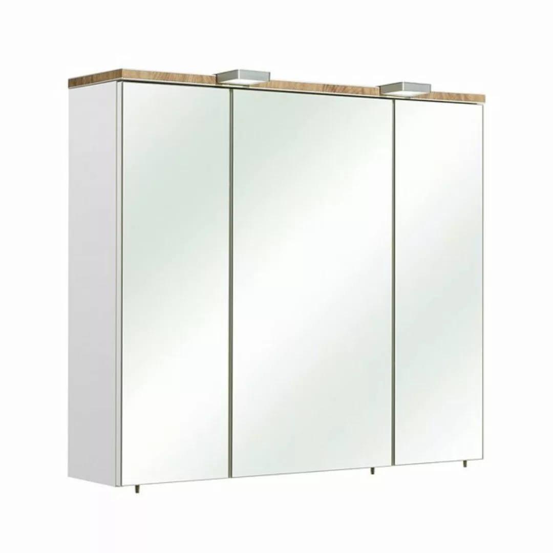 Badezimmer Spiegelschrank DOVER-66 in Weiß Glanz mit 3D Kante in Riviera Ei günstig online kaufen