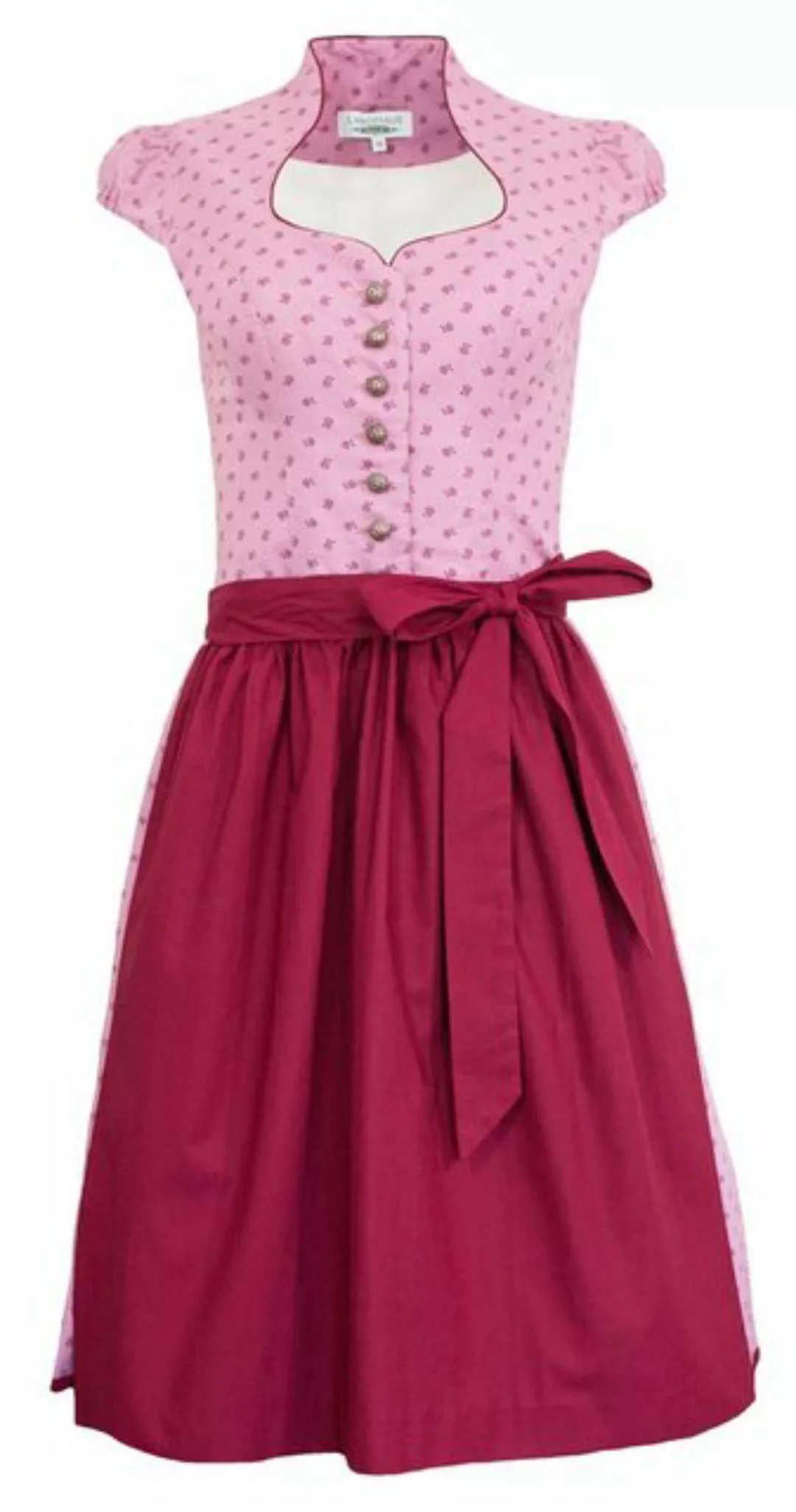 Trachtenmode Hiebaum Dirndl 'Larissa' Halbarm, Rosa Rot 60cm günstig online kaufen