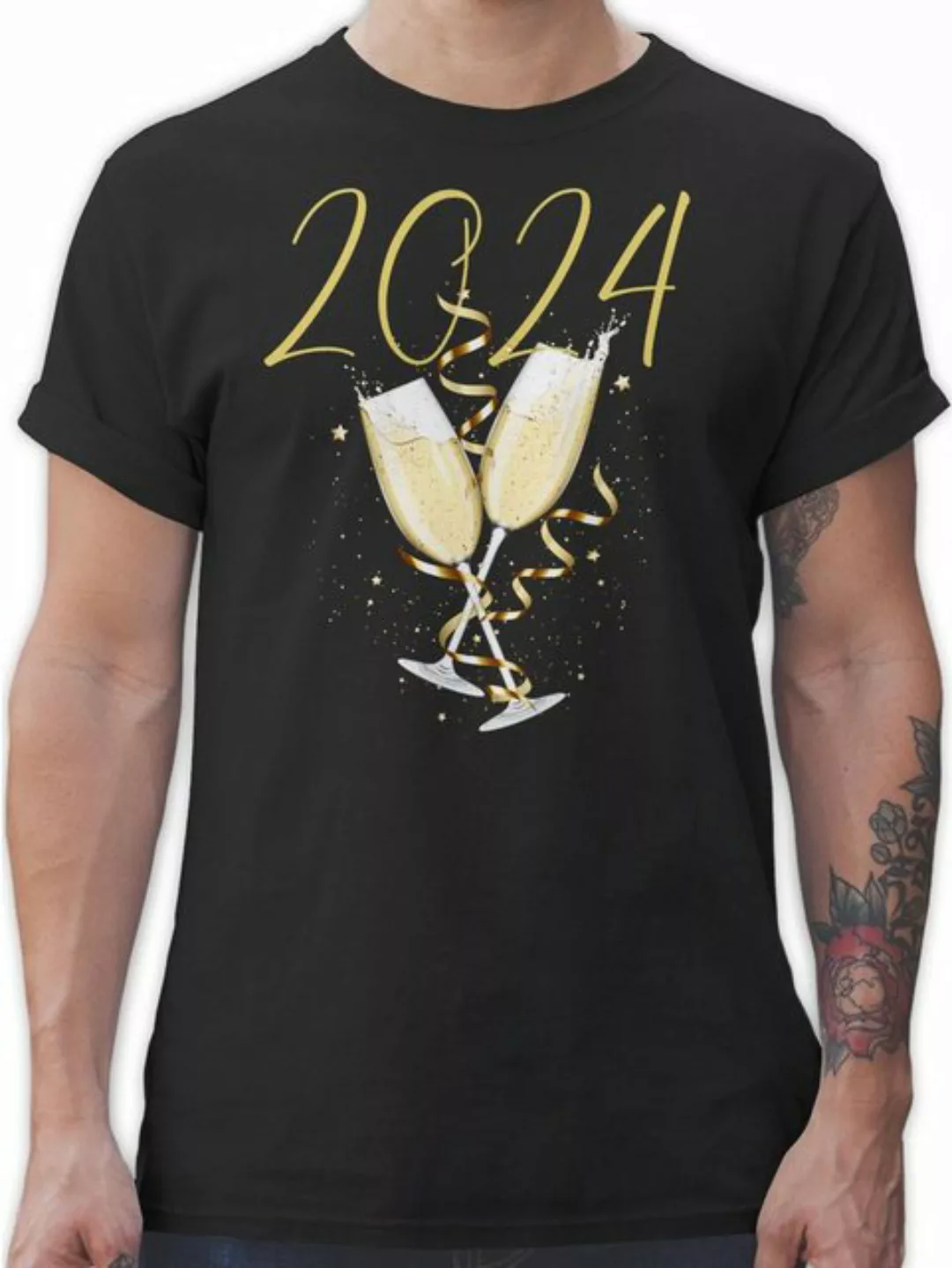 Shirtracer T-Shirt Sektgläser 2024 Silvester Erwachsene günstig online kaufen