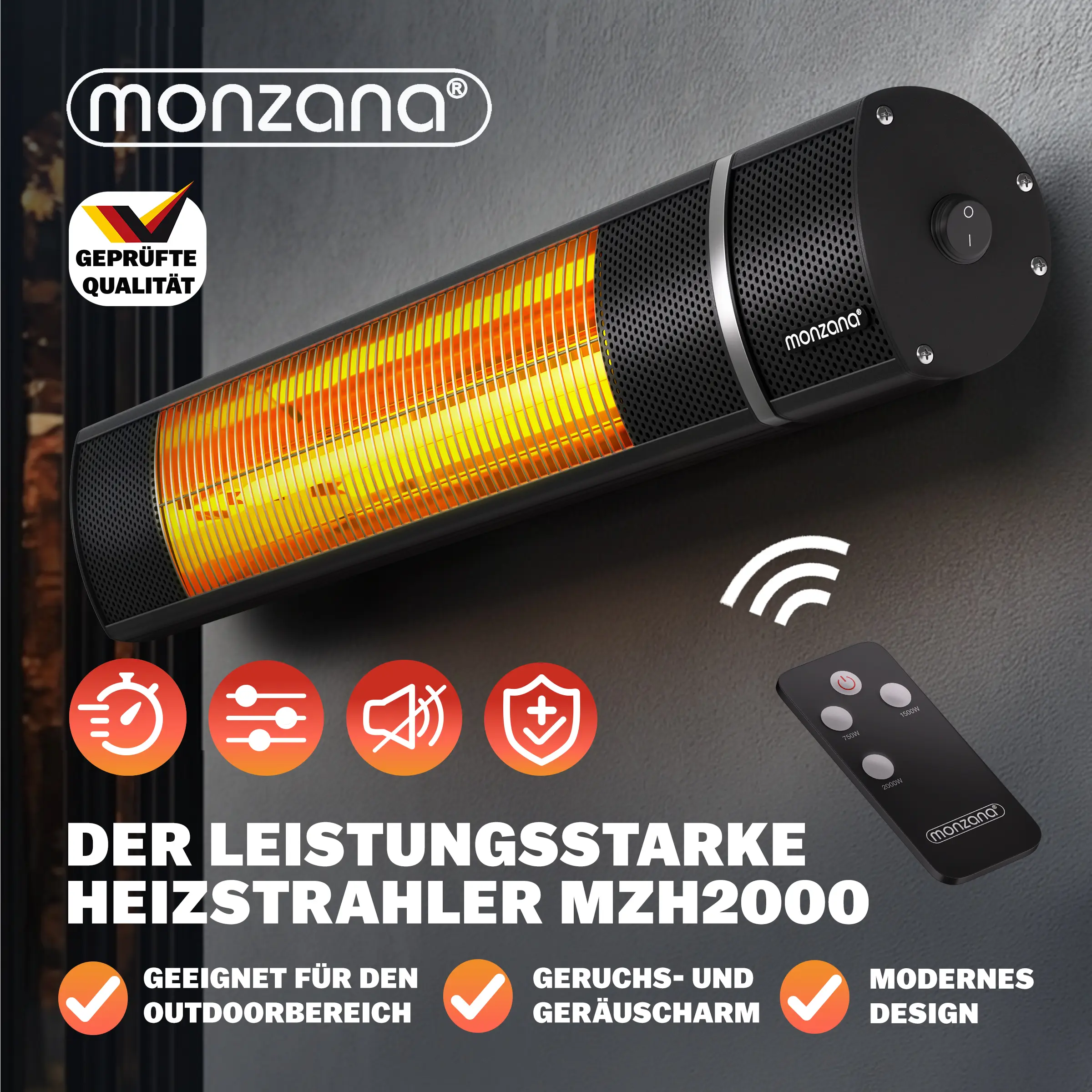 Heizstrahler MZH2000 Schwarz 2000W günstig online kaufen