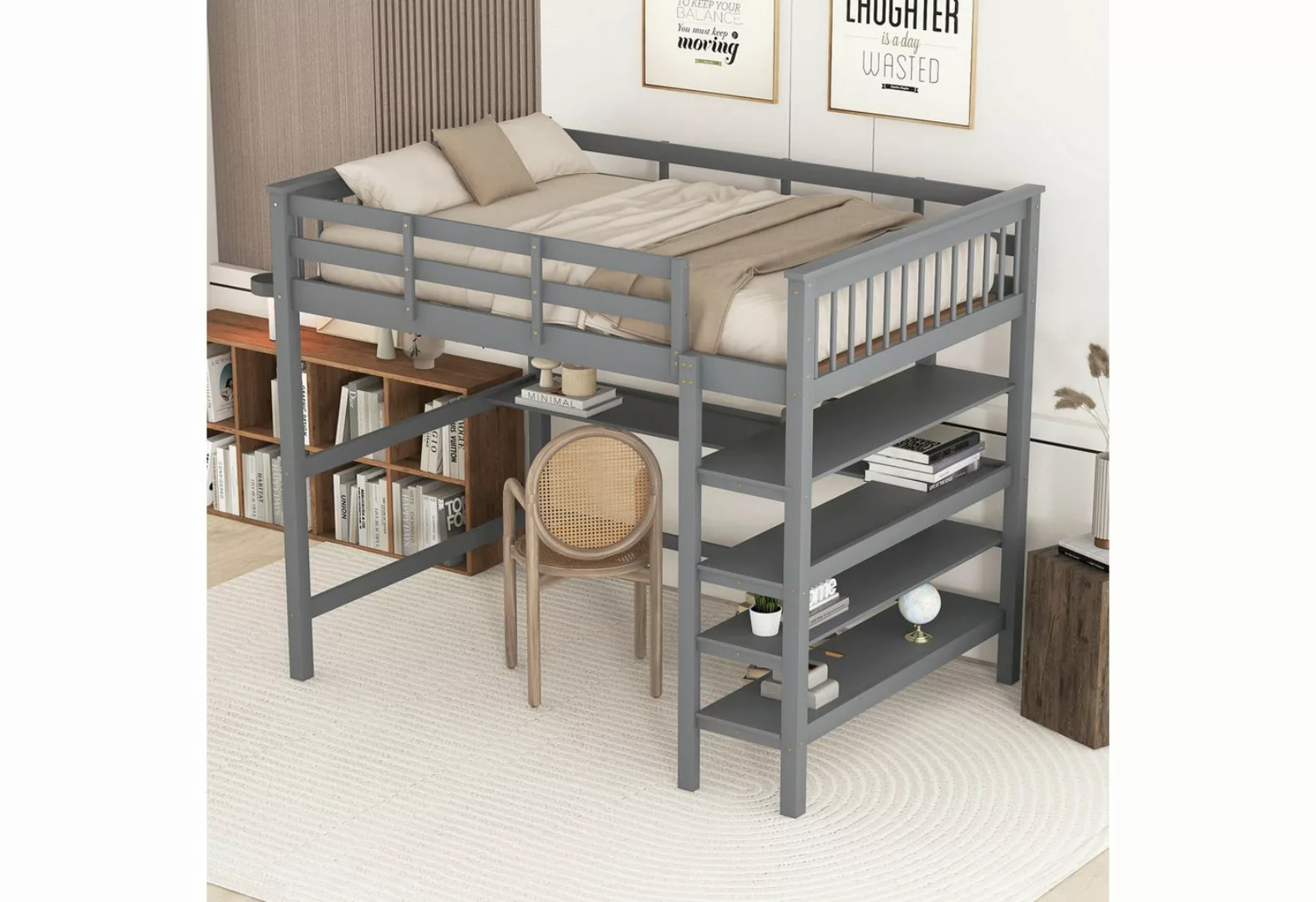 KoDise Kinderbett Bett Holz Bettgestell Kinderbett Hochbett mit Schreibtisc günstig online kaufen