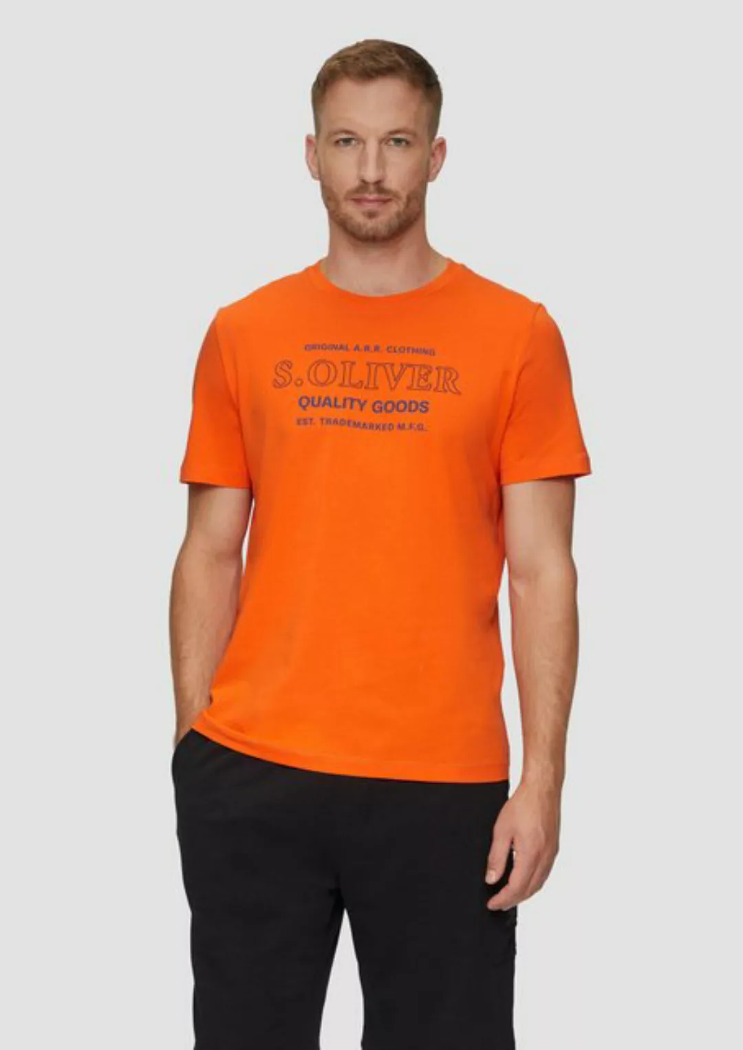 s.Oliver Kurzarmshirt T-Shirt mit Logo-Motiven aus reiner Baumwolle günstig online kaufen