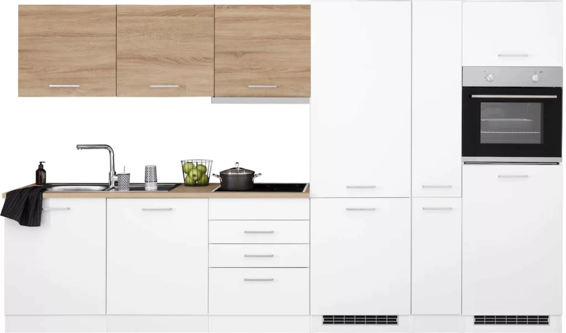 HELD MÖBEL Küchenzeile "Visby", mit E-Geräten, 330 cm,inkl. Kühl/Gefrierkom günstig online kaufen