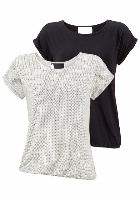 LASCANA Kurzarmshirt "mit modischem Cut-Out", aus weichem Viskose-Stretch günstig online kaufen