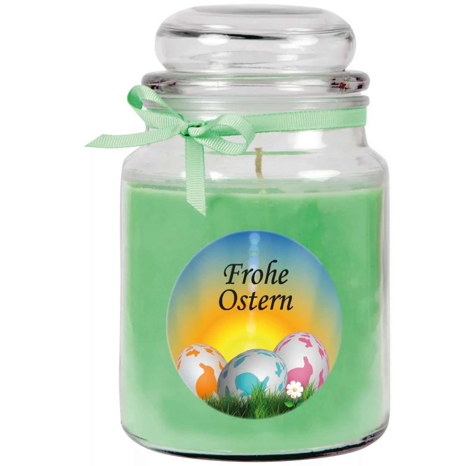 HS Candle Duftkerze & Glas Frohe Ostern Bonbon Ø10 cm Coconut Limes Osterei günstig online kaufen