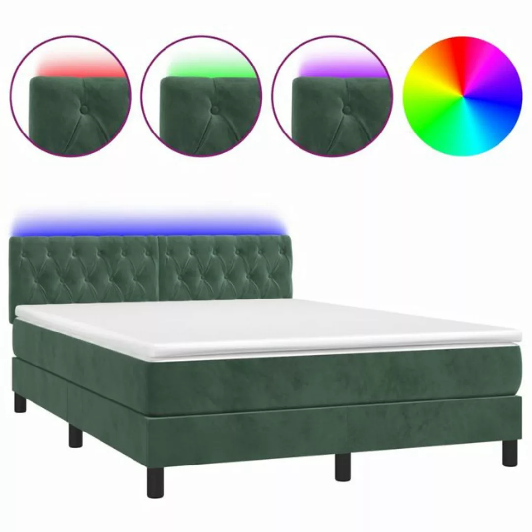 vidaXL Boxspringbett Bett Boxspringbett mit Matratze & LED Samt (140 x 190 günstig online kaufen