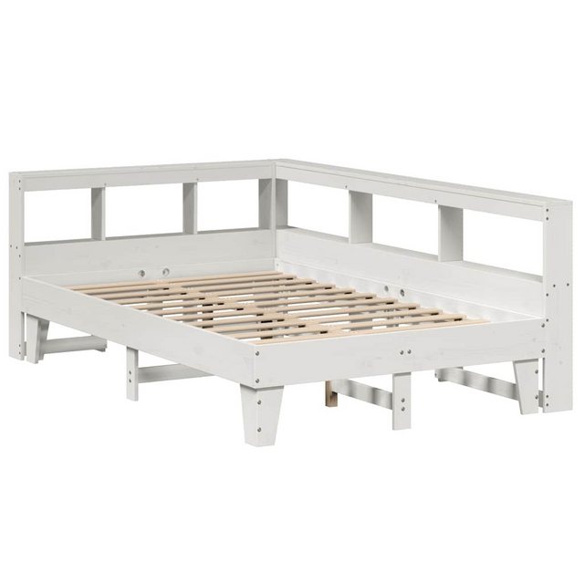 vidaXL Bett Massivholzbett mit Regal ohne Matratze Weiß 140x190 cm Kiefer günstig online kaufen