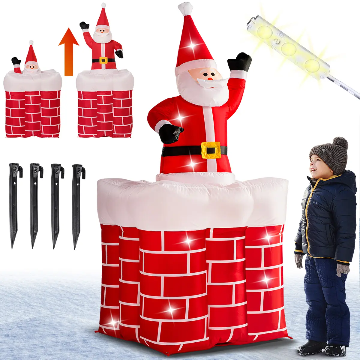 Aufblasbarer Weihnachtsmann im Kamin 178cm günstig online kaufen