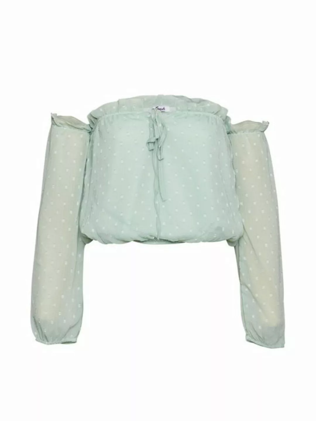 Freshlions Dirndlbluse Schulterfreie Bluse in minzgruen - L Rüschen, keine günstig online kaufen