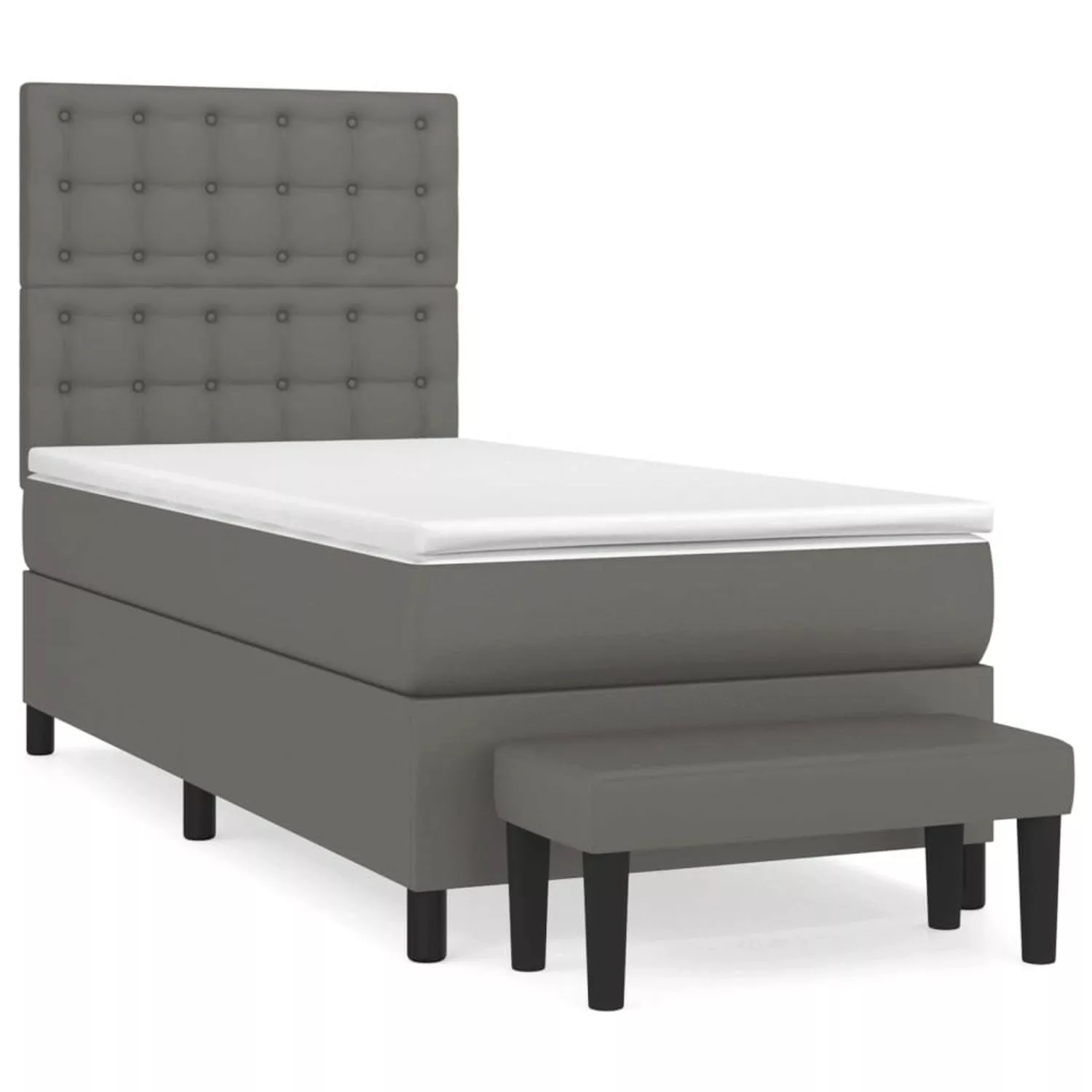 vidaXL Boxspringbett mit Matratze Grau 100x200 cm Kunstleder1466348 günstig online kaufen