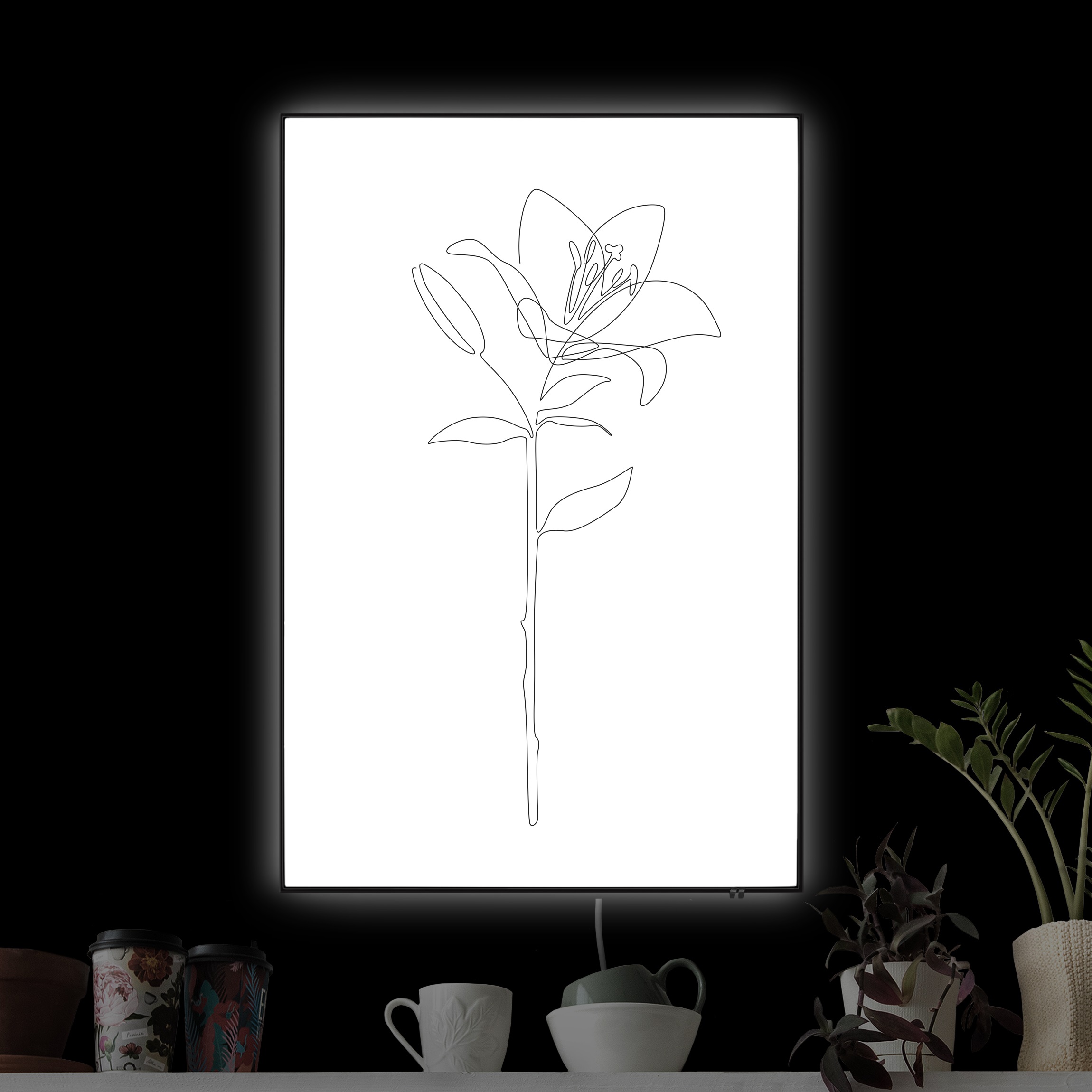 LED-Wechselbild Line Art Blumen - Lilie günstig online kaufen