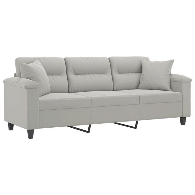 vidaXL Sofa 3-Sitzer-Sofa mit Kissen Hellgrau 180 cm Mikrofasergewebe günstig online kaufen