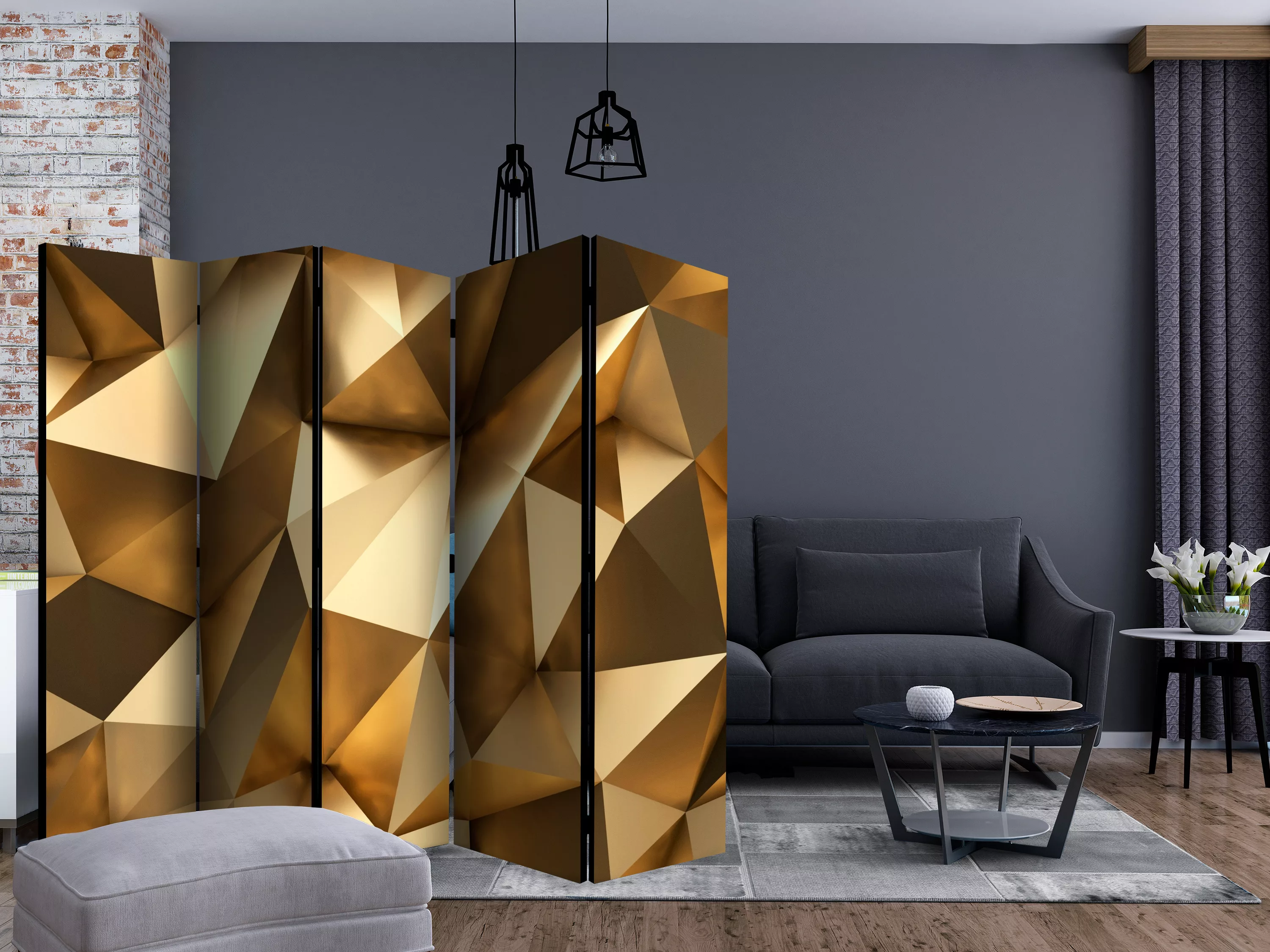 5-teiliges Paravent - Golden Dome Ii [room Dividers] günstig online kaufen