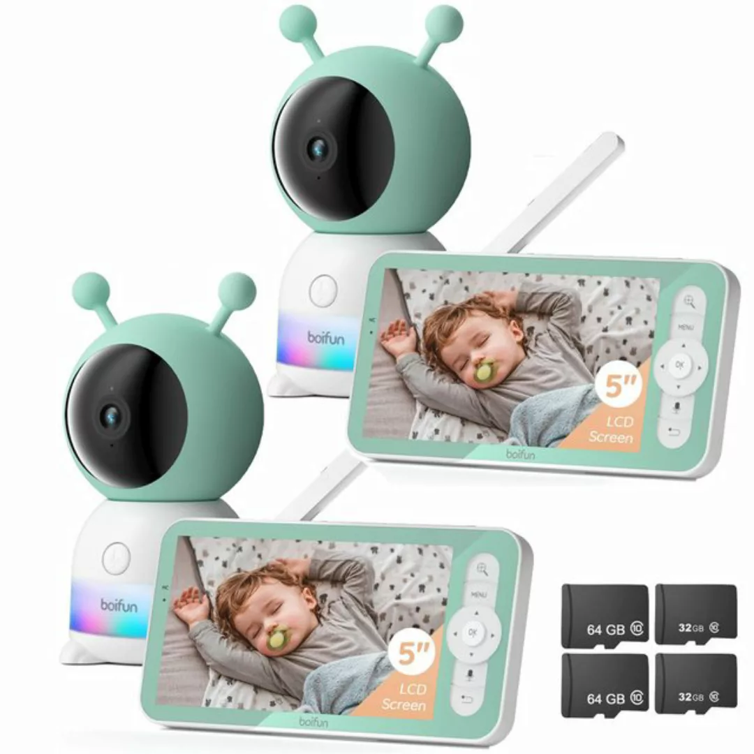 Boifun Babyphone 2 Stück Babyphone mit Kamera 2K/3MP, 5 Zoll WiFi Video Bab günstig online kaufen