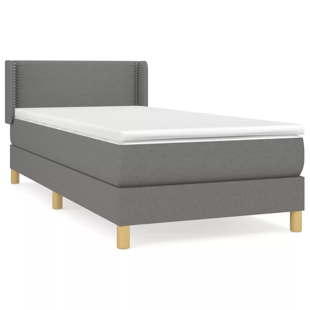 vidaXL Boxspringbett Boxspringbett mit Matratze Dunkelgrau 80x200 cm Stoff günstig online kaufen