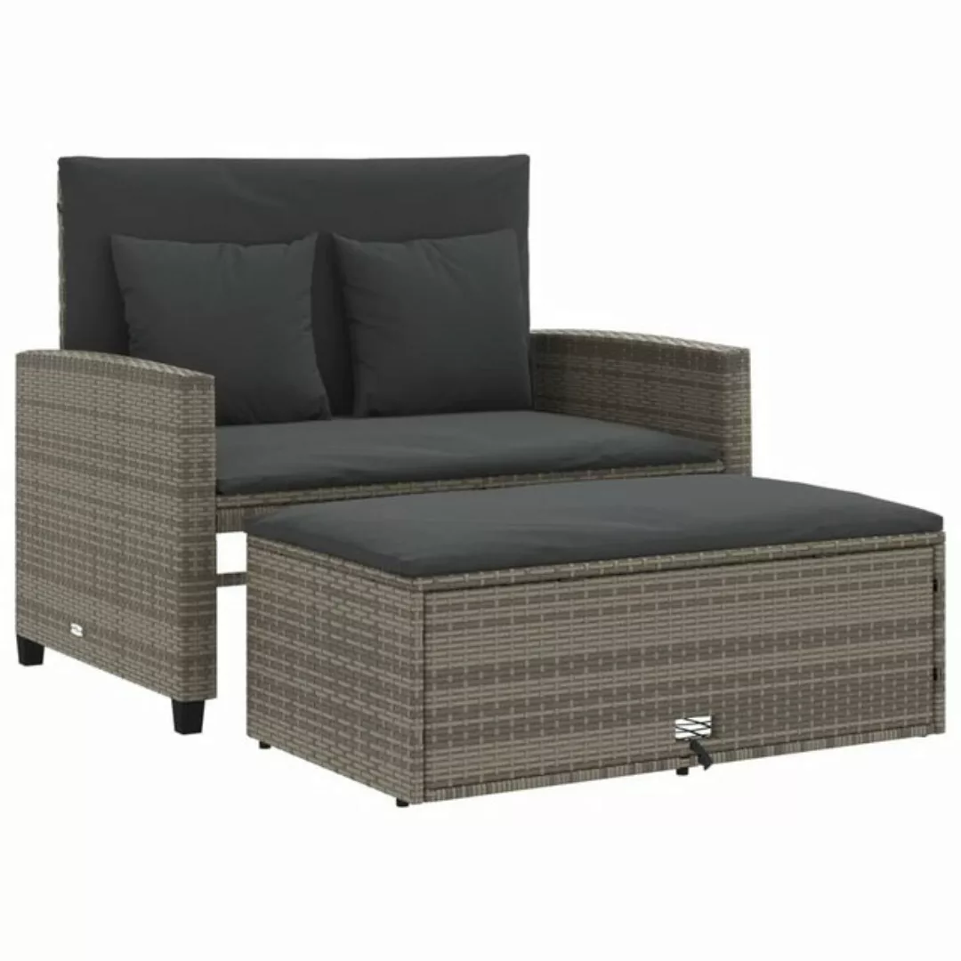 vidaXL Sofa, Gartensofa 2-Sitzer mit Kissen Grau Poly Rattan günstig online kaufen