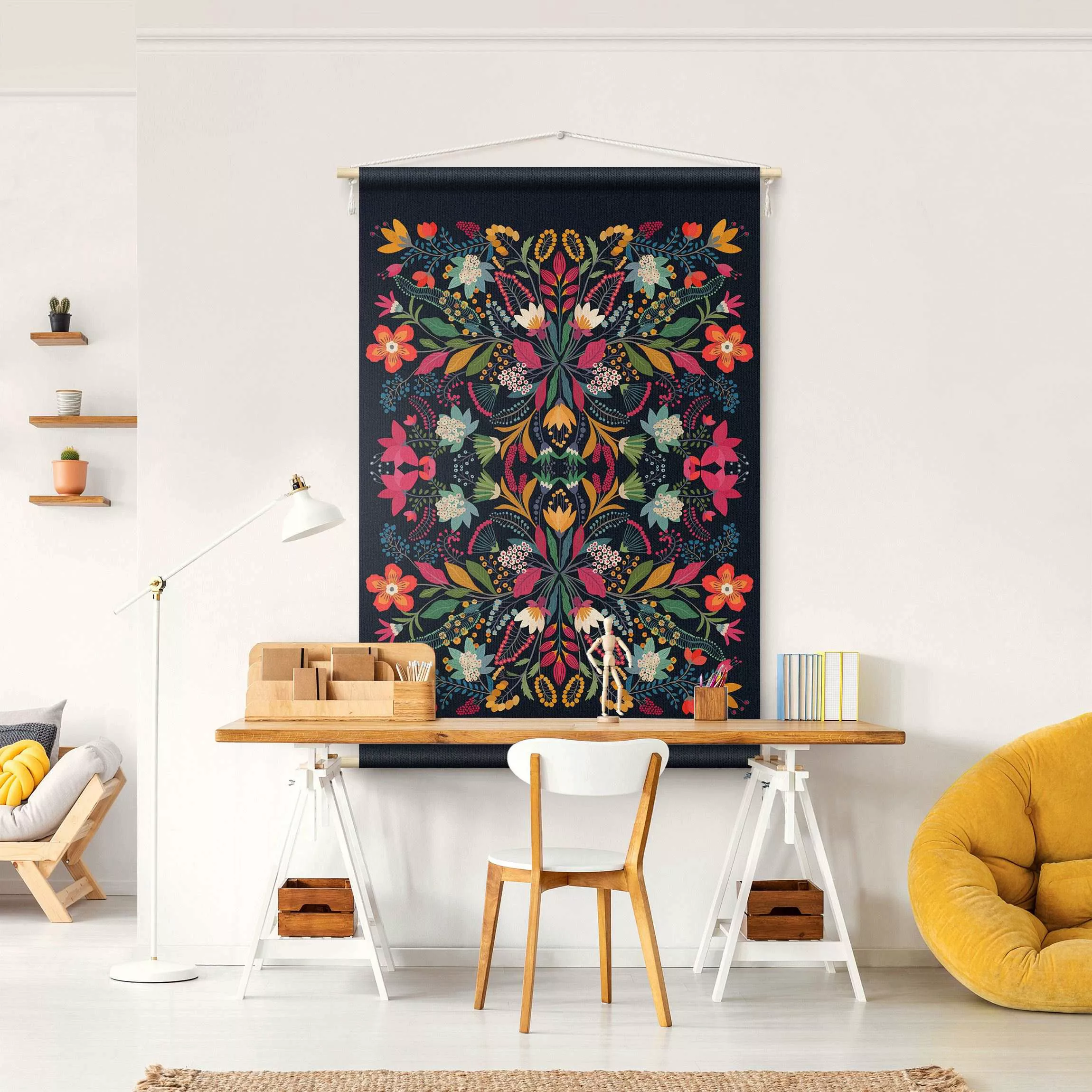Wandteppich Fridas Garten Illustration günstig online kaufen