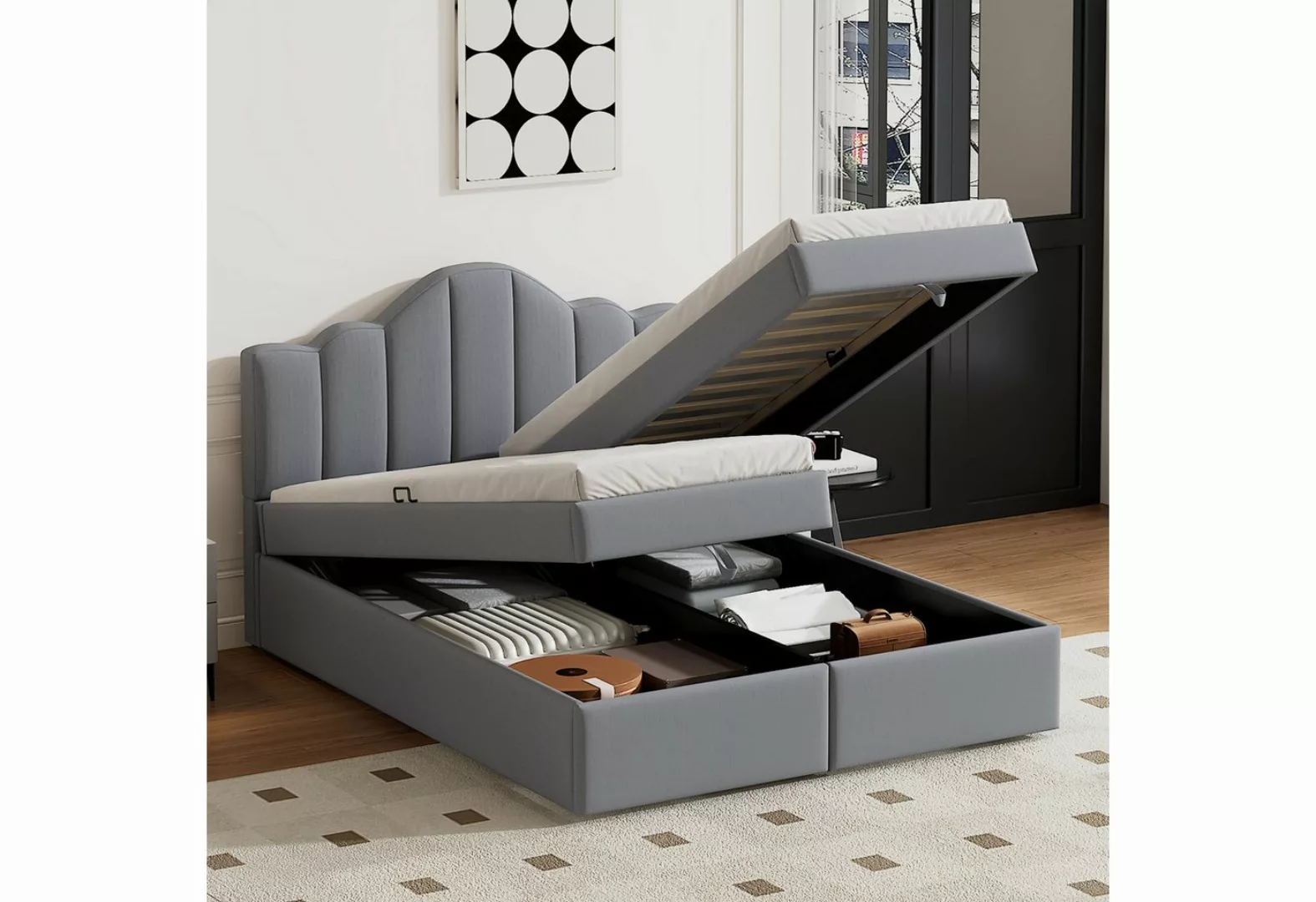 SOFTWEARY Stauraumbett mit Bettkasten und Lattenrost (140x200 cm), Polsterb günstig online kaufen