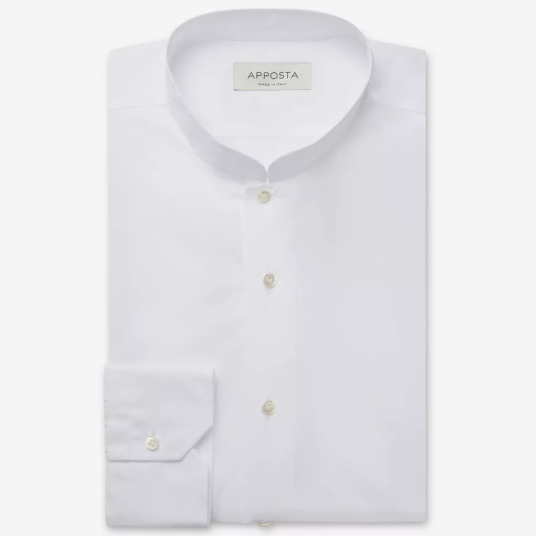Hemd  einfarbig  weiß 100% reine baumwolle twill, kragenform  offener stehk günstig online kaufen