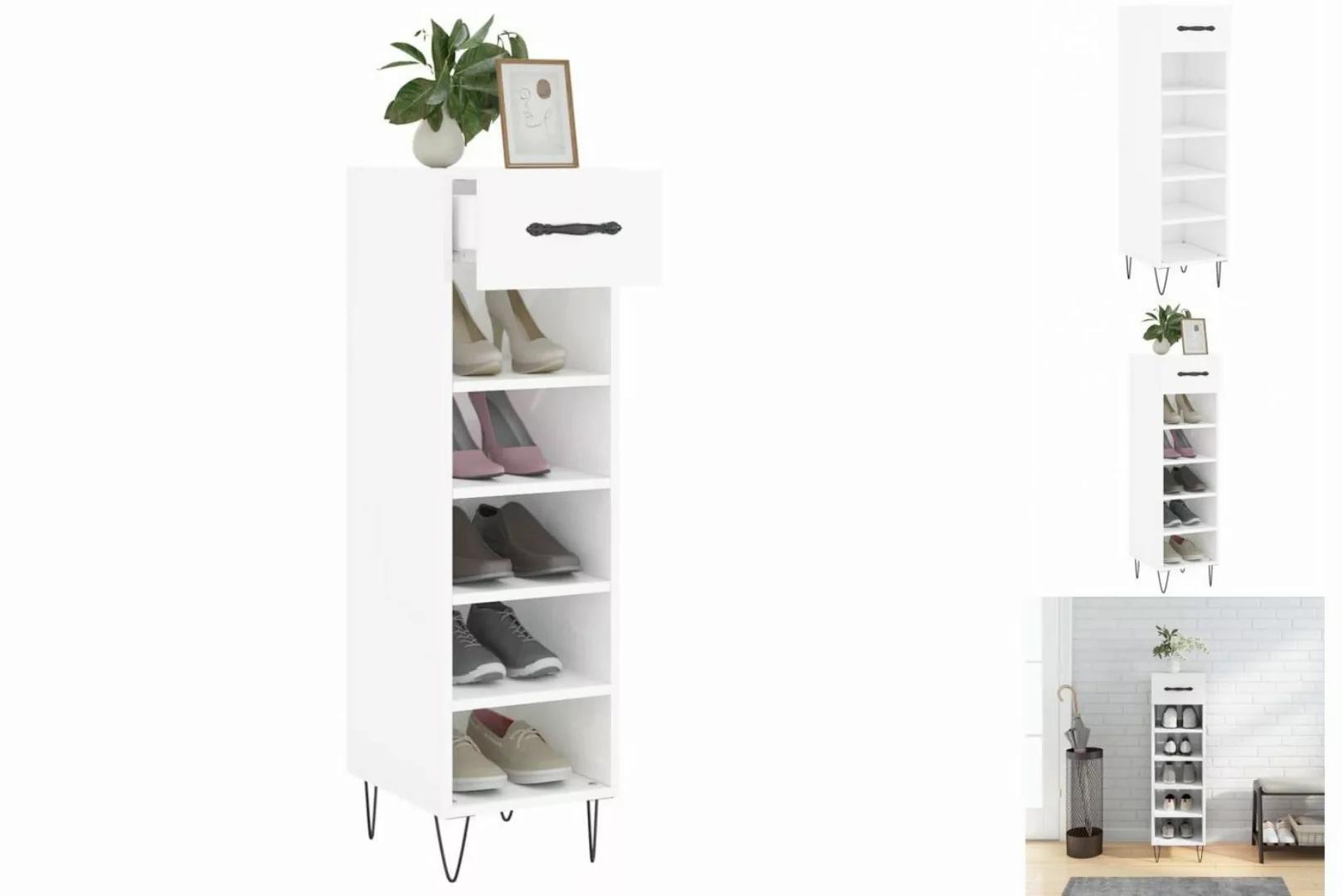 vidaXL Schuhschrank Schuhschrank Hochglanz-Weiß 30x35x105 cm Spanplatte günstig online kaufen