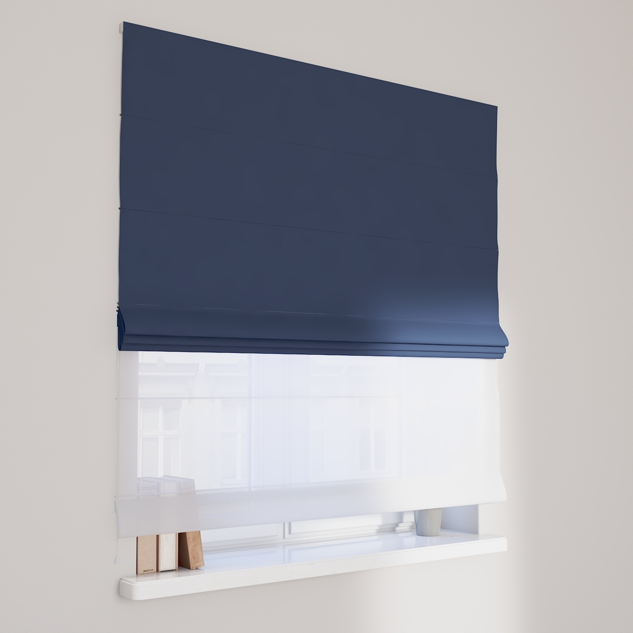 Dekoria Doppelraffrollo Duo, dunkelblau, 100 x 170 cm günstig online kaufen