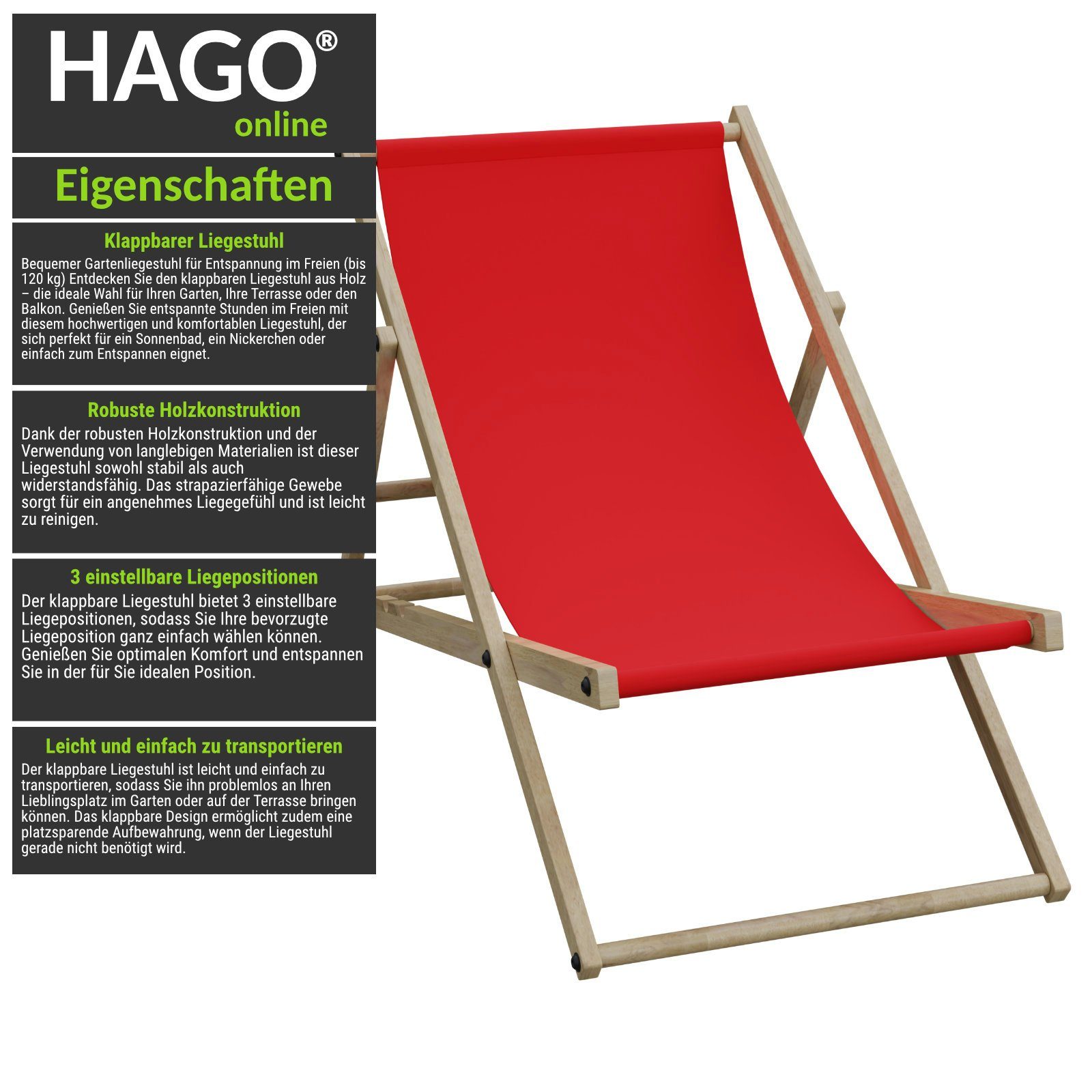 HAGO Gartenliege 2er Set Liegestuhl Doppelpack günstig online kaufen