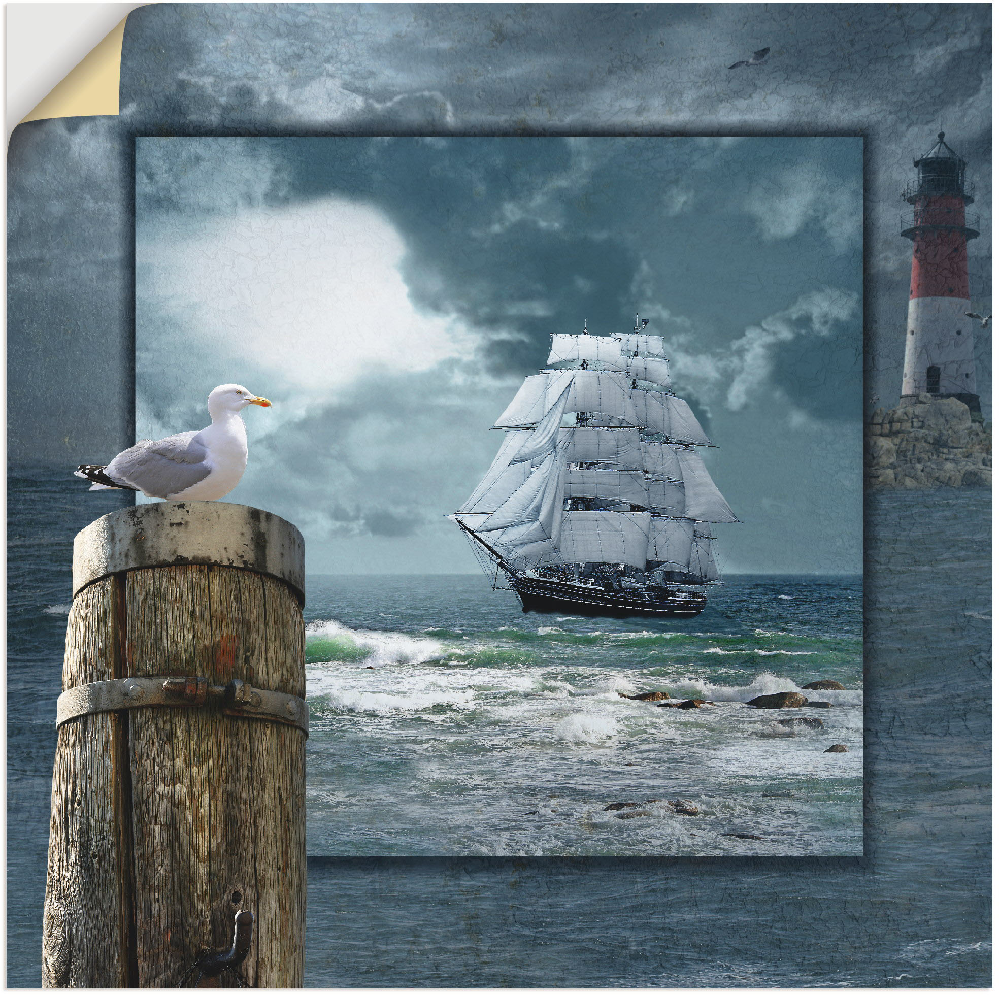 Artland Wandbild "Maritime Collage mit Segelschiff", Boote & Schiffe, (1 St günstig online kaufen