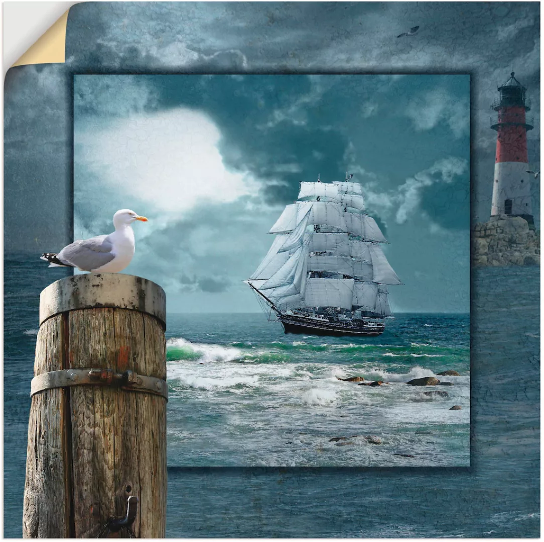 Artland Wandbild "Maritime Collage mit Segelschiff", Boote & Schiffe, (1 St günstig online kaufen