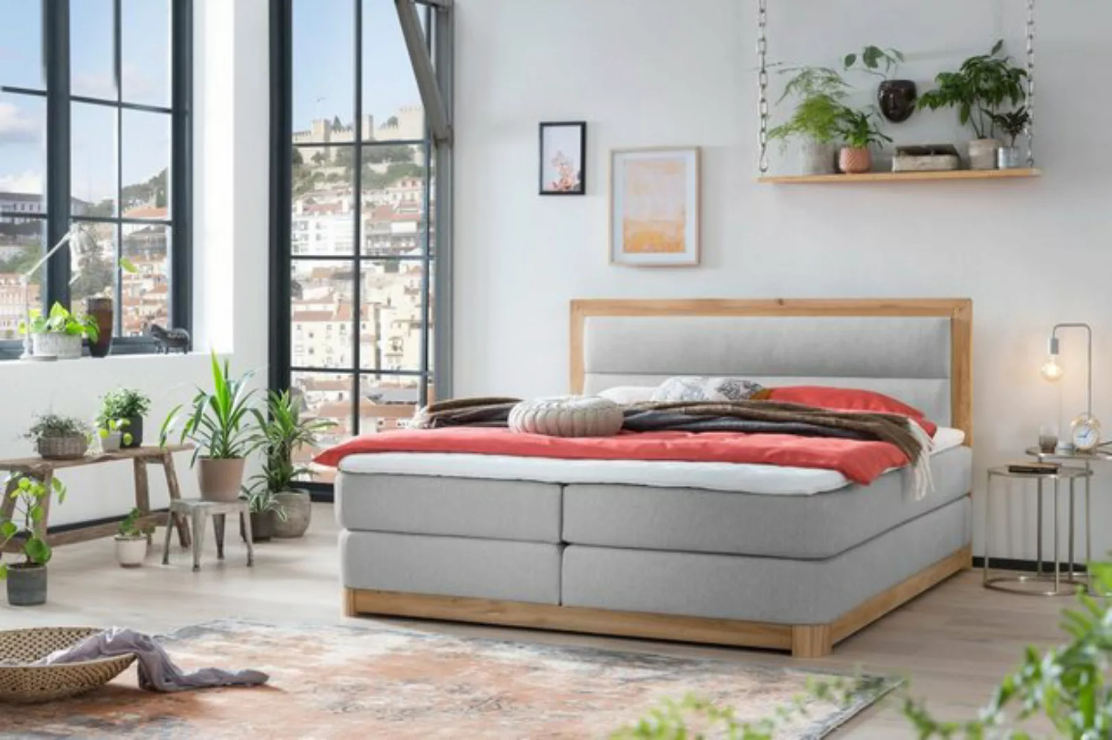 Belanoti Boxspringbett Age (Boxspringbett 160x200 Eiche 7-Zonen Taschenfede günstig online kaufen