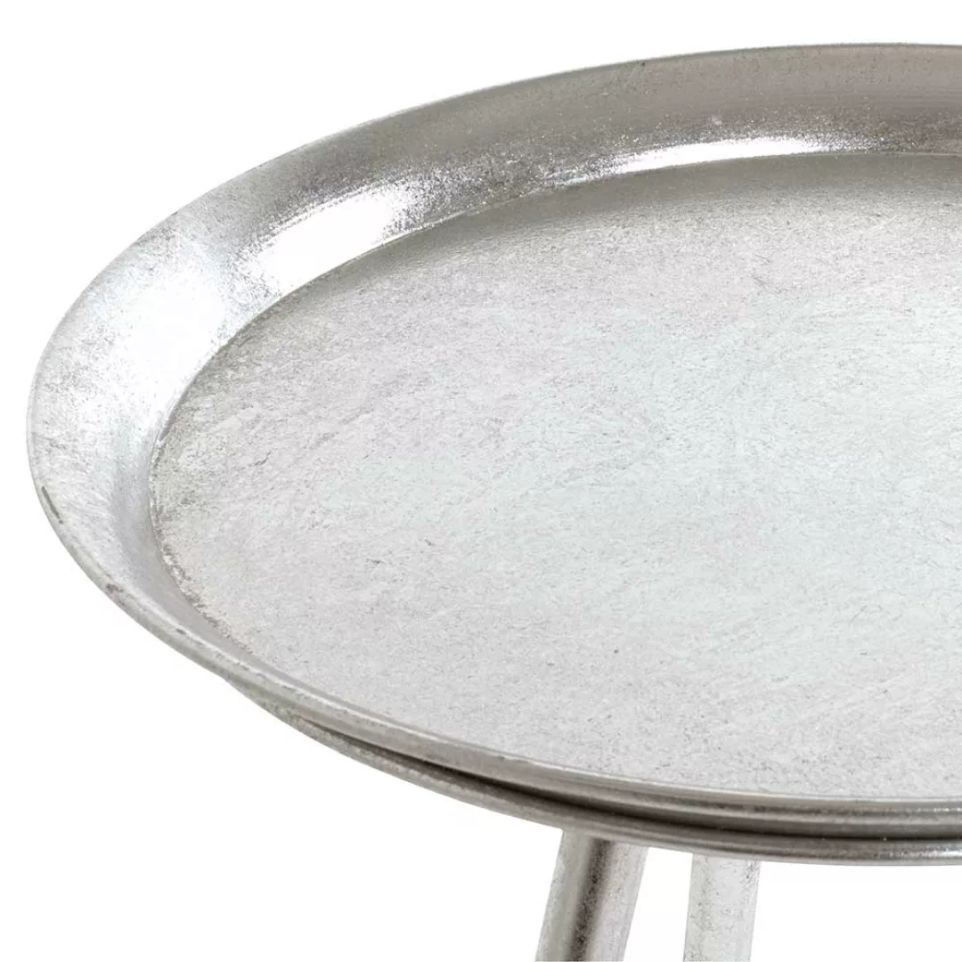 Metall Beitisch mit runder Tischplatte Silberfarben günstig online kaufen