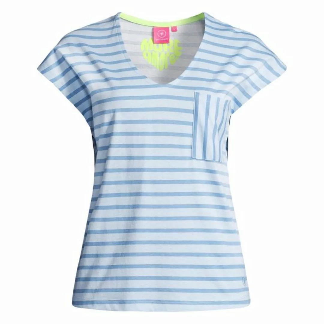 salzhaut T-Shirt Damen Sommershirt Lunkohr V-Neck mit Streifen und Brusttas günstig online kaufen