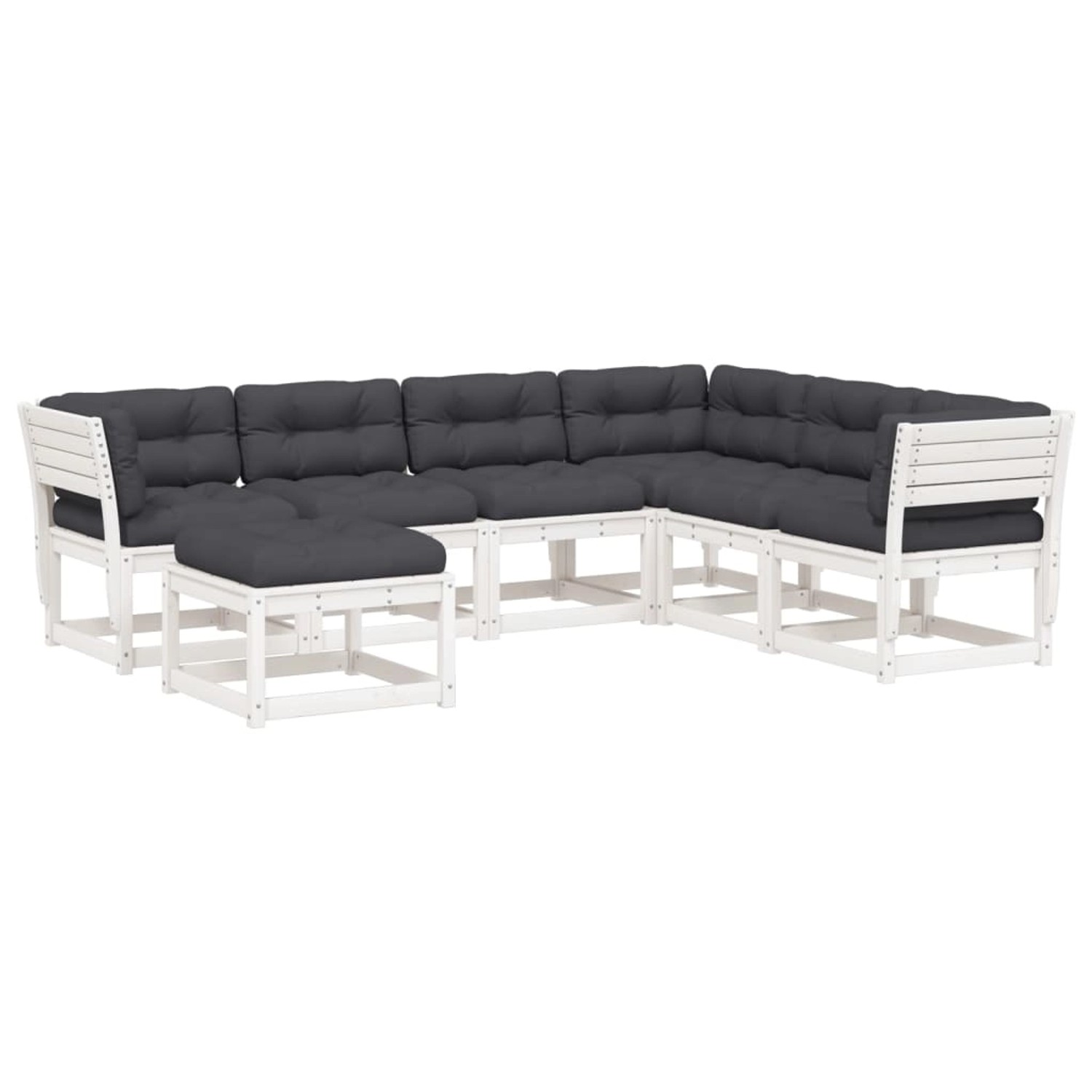 vidaXL 7-Tlg Garten-Lounge-Set mit Kissen Weiß Massivholz Kiefer 3216931 günstig online kaufen