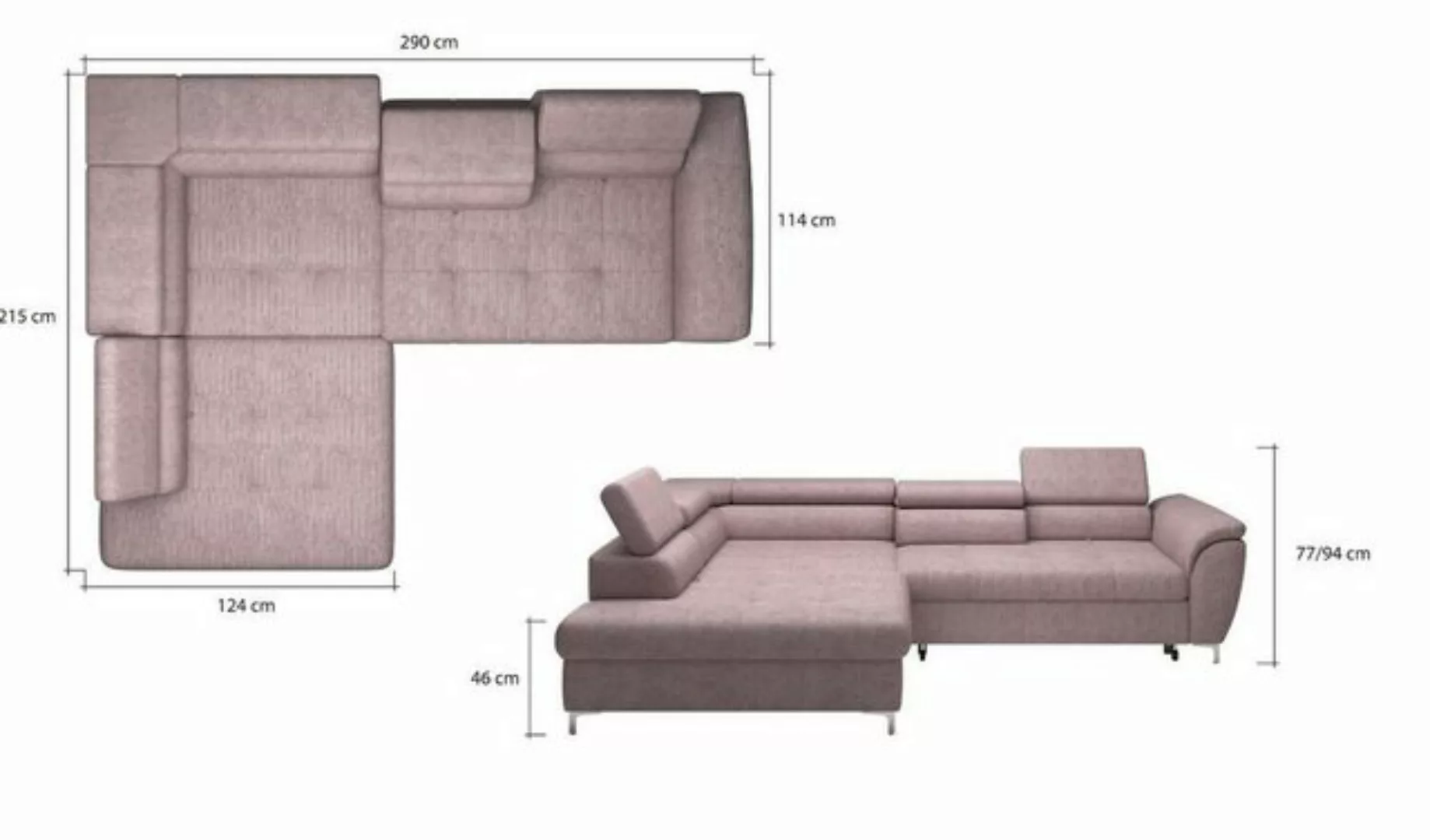 JVmoebel Ecksofa, Ecksofa L-Form Sofa Design Polster Modern Textil Bettkast günstig online kaufen