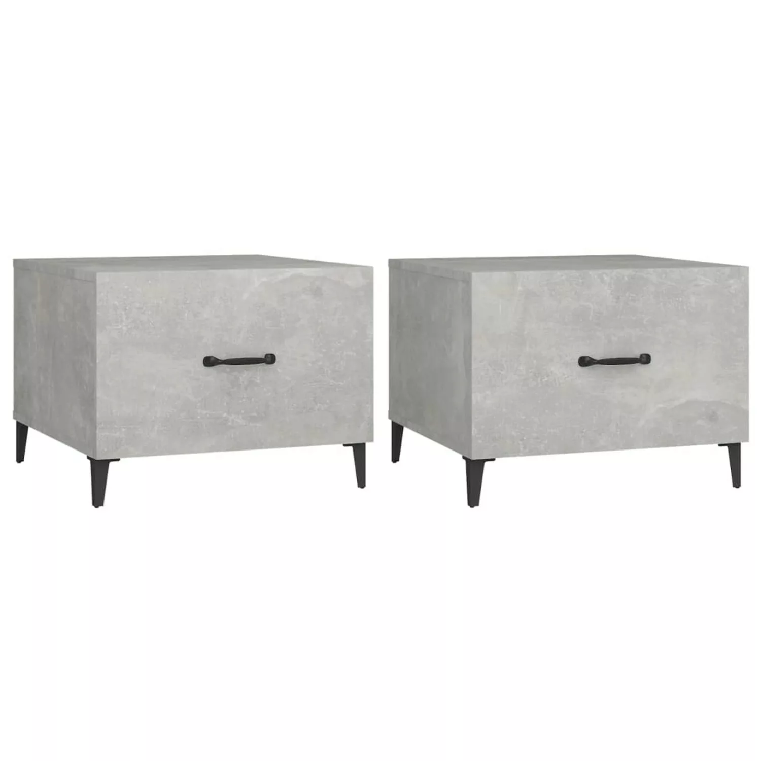 vidaXL Couchtische mit Metallbeinen 2 Stk. Betongrau 50x50x40 cm günstig online kaufen