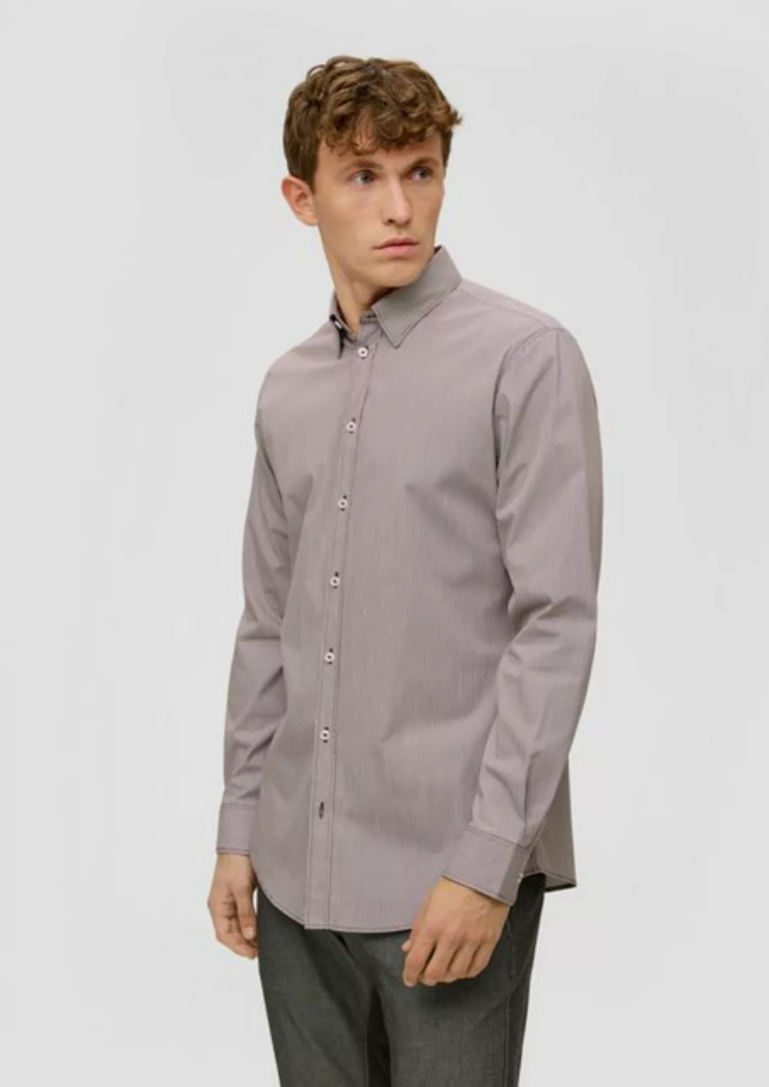 s.Oliver BLACK LABEL Langarmhemd Slim: Gestreiftes Hemd aus Baumwollmix Ble günstig online kaufen