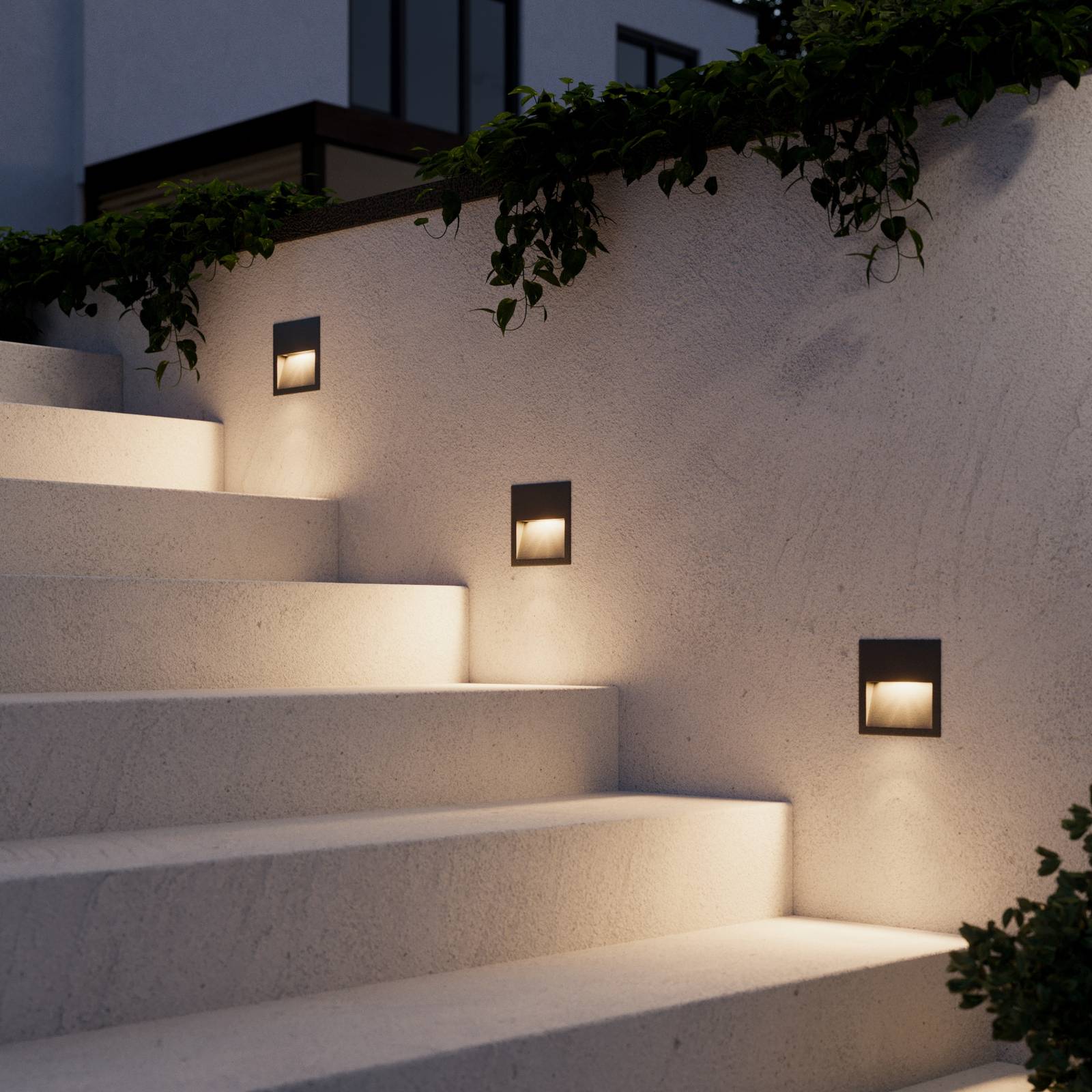 Lucande LED-Wandeinbauleuchte Loya, quadratisch, grau, außen günstig online kaufen