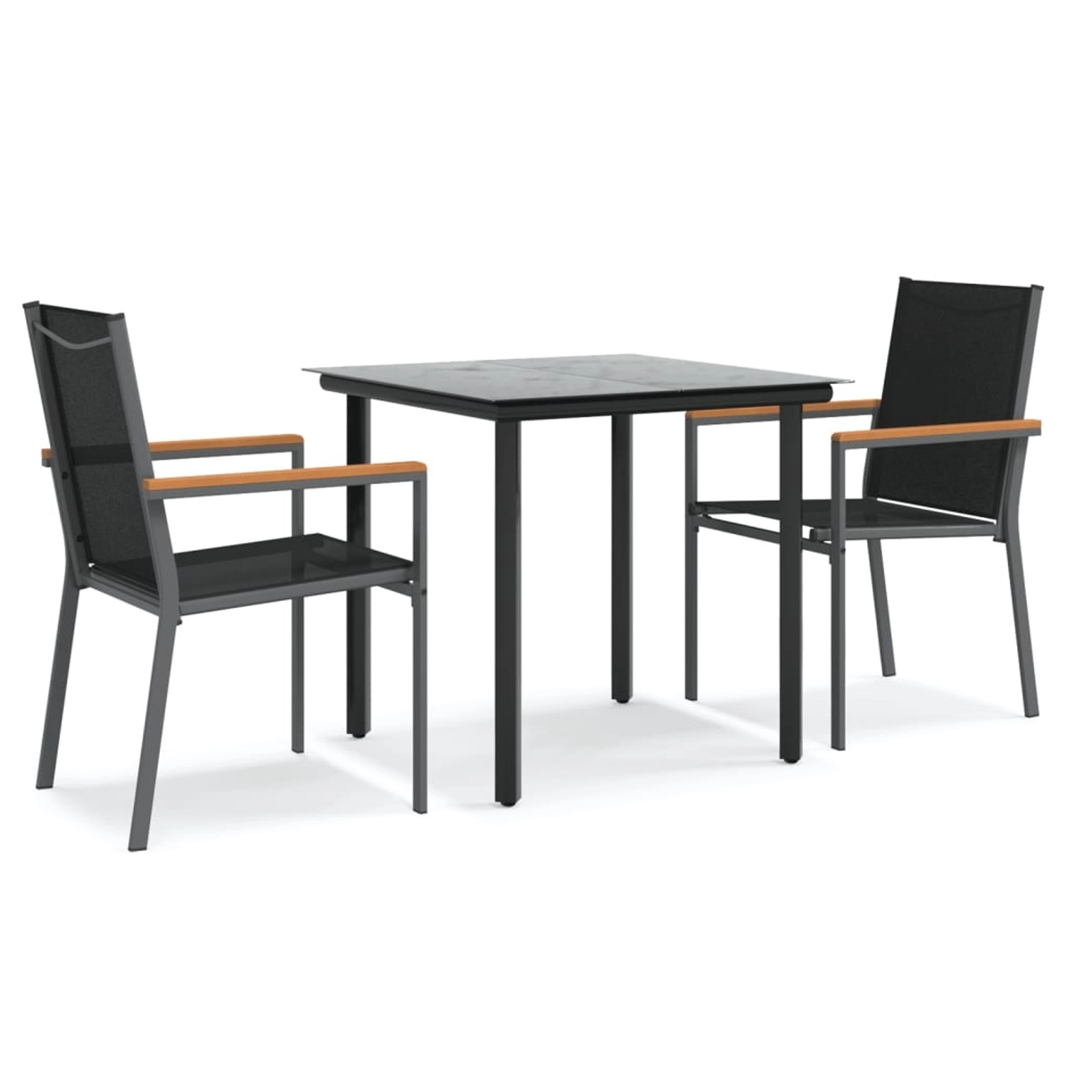 vidaXL 3-Tlg Garten-Essgruppe Schwarz Textilene und Stahl 3187041 günstig online kaufen