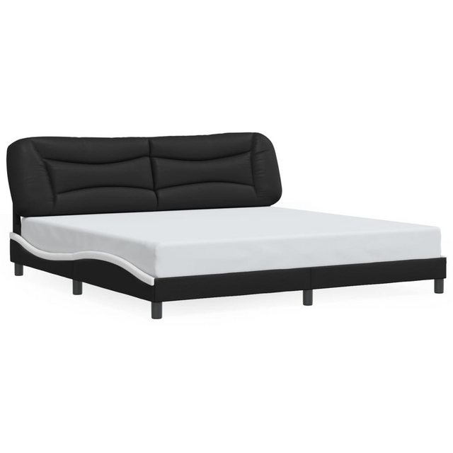 vidaXL Bett Bettgestell mit Kopfteil Schwarz und Weiß 200x200 cm Kunstleder günstig online kaufen