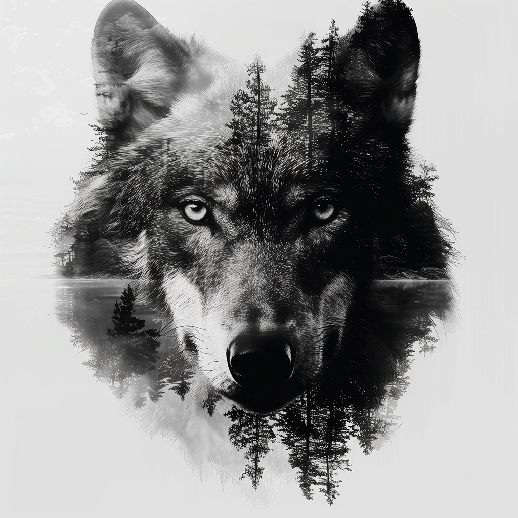 queence Acrylglasbild "Wolfsgesicht", Baumbilder-Bäume-Gesicht-Kunst-Landsc günstig online kaufen