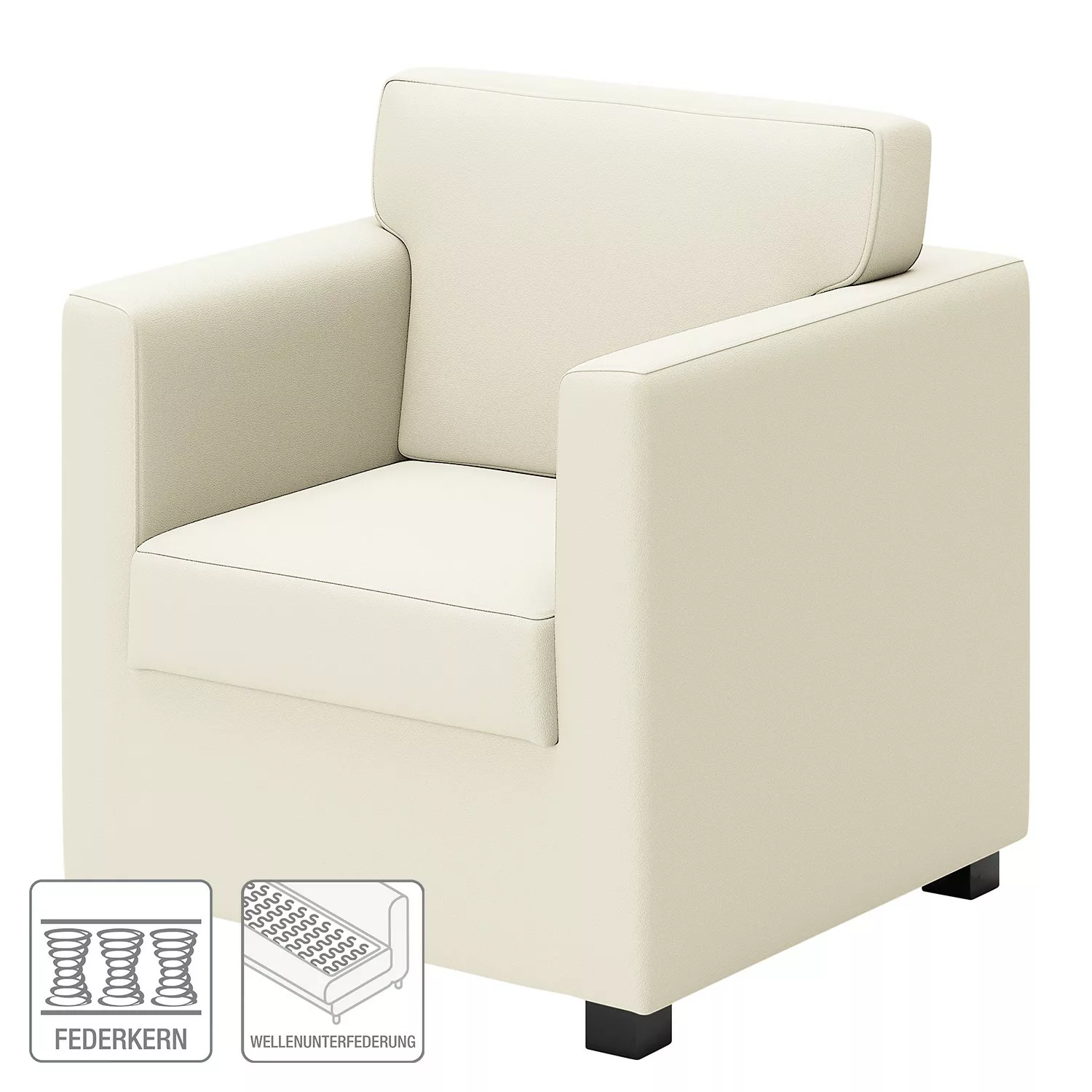 home24 loftscape Sessel Nibley VIII Weiß Kunstleder 74x83x74 cm (BxHxT) günstig online kaufen