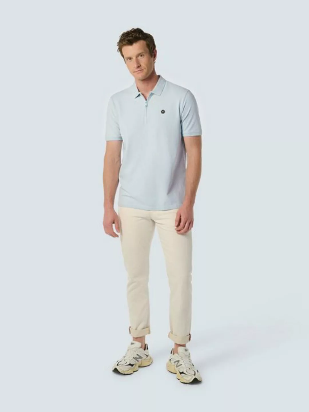 NO EXCESS Poloshirt Polo Zip Pique Garment Dyed Stretch günstig online kaufen
