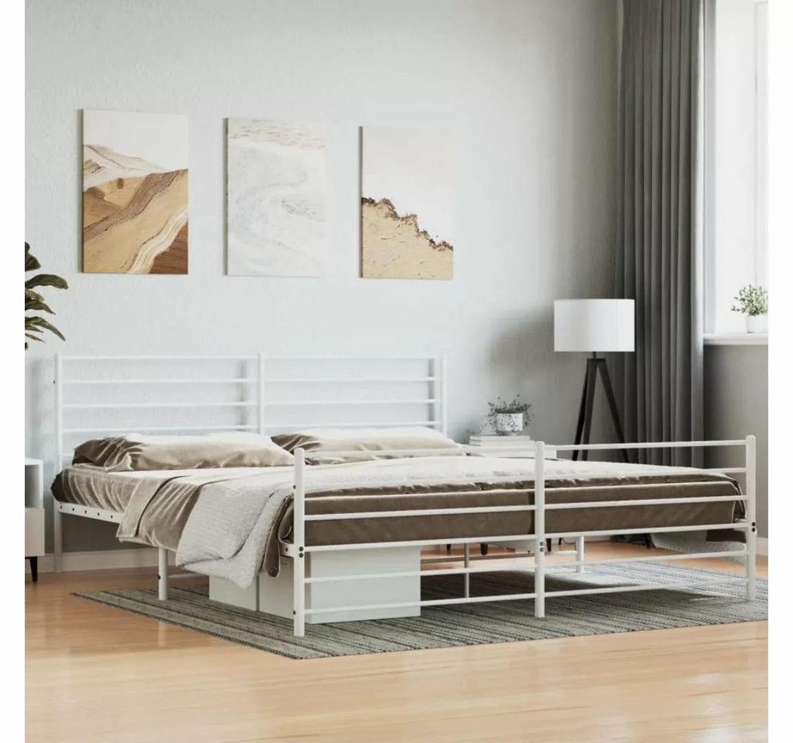 furnicato Bett Bettgestell mit Kopf- und Fußteil Metall Weiß 183x213 cm günstig online kaufen