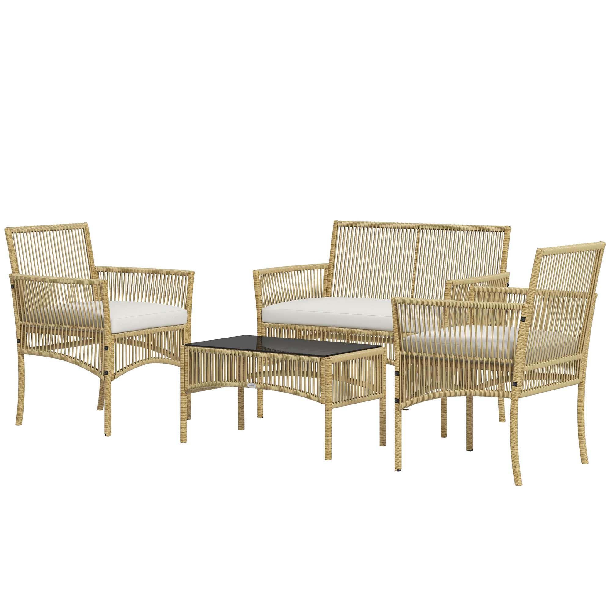 Outsunny Garten Lounge Set 4-teilig Sofa 2-Sitzer + 2 Sessel + 1 Couchtisch günstig online kaufen