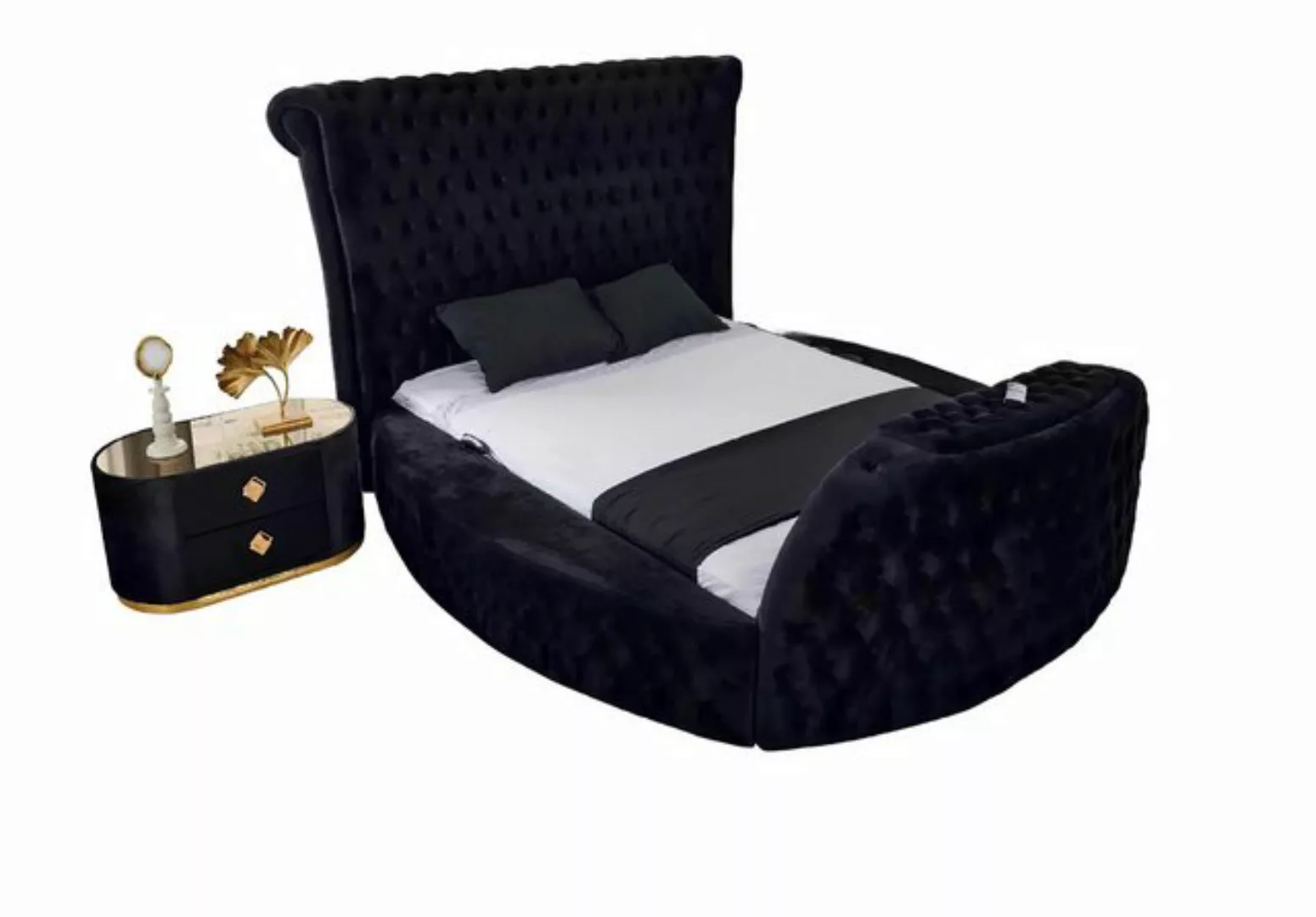 Xlmoebel Bett Schwarzes Chesterfield Hotelbett Doppelbett mit modernem Desi günstig online kaufen